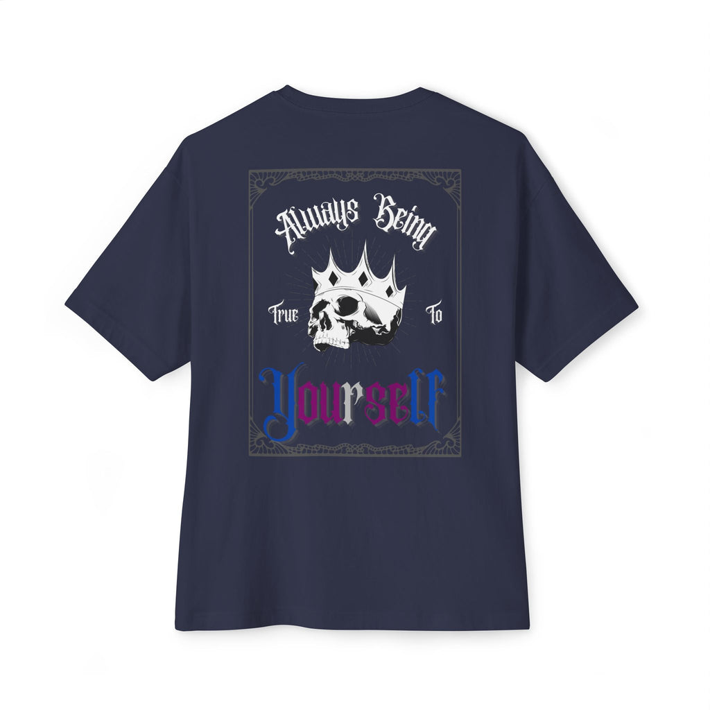 "Always Being True To Yourself" Gothic Graphic Oversized Tee (Unisex) Navy