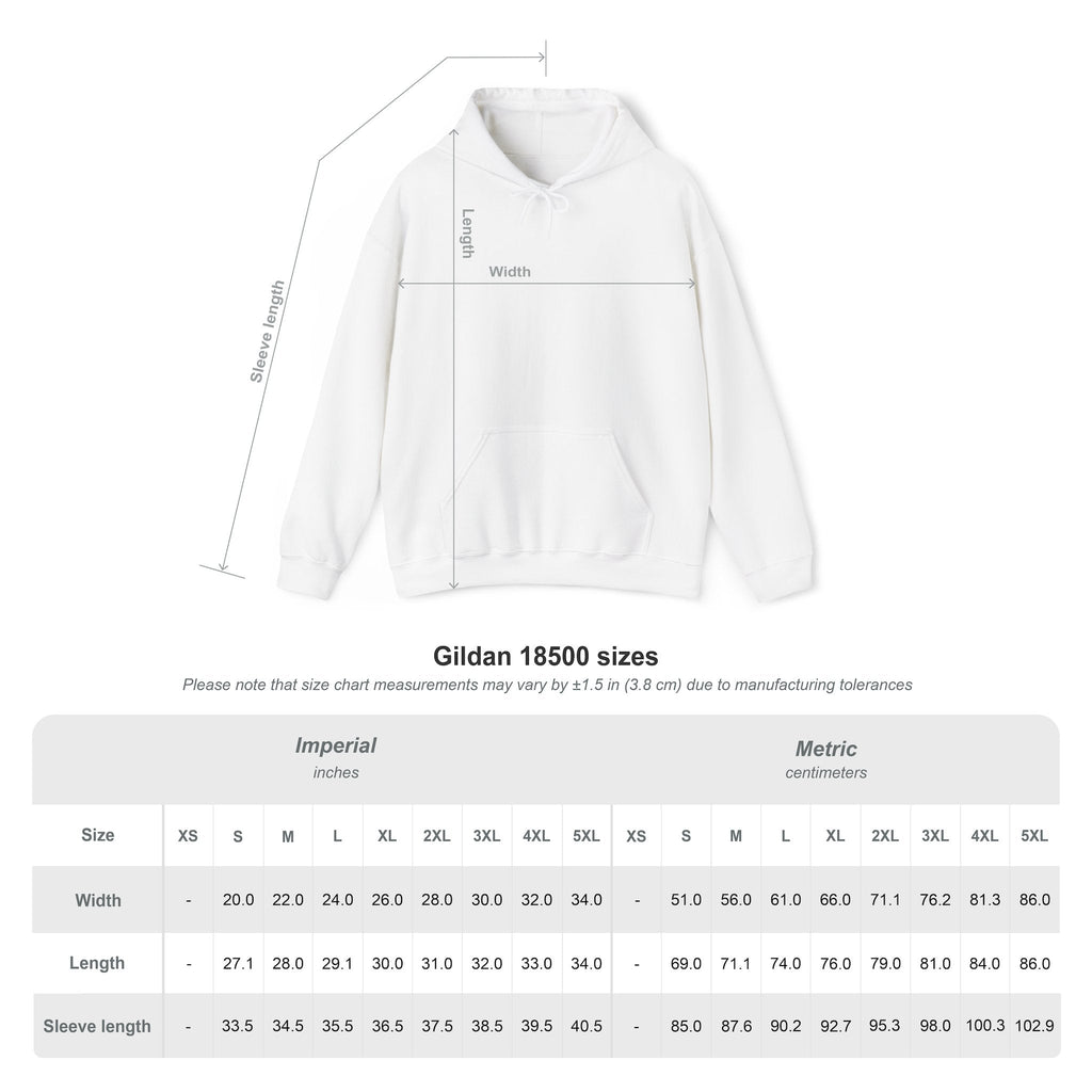 Nightmare Collection Transcend Hooded Sweatshirt (Unisex) Size Chart