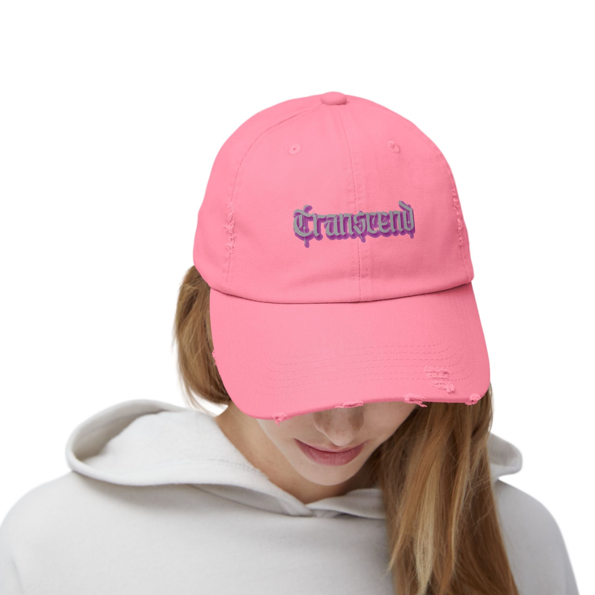Transcend Gothic Graphic Blackletter Font Distressed Cap (Unisex) True Pink