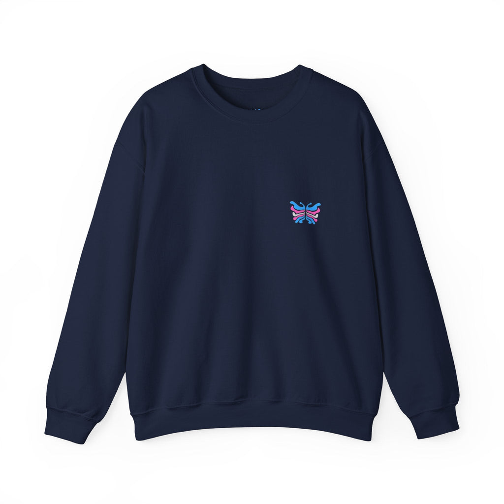 Transcend Logo Crewneck Graphic Long Sleeve Comfy Cotton (Unisex) Navy