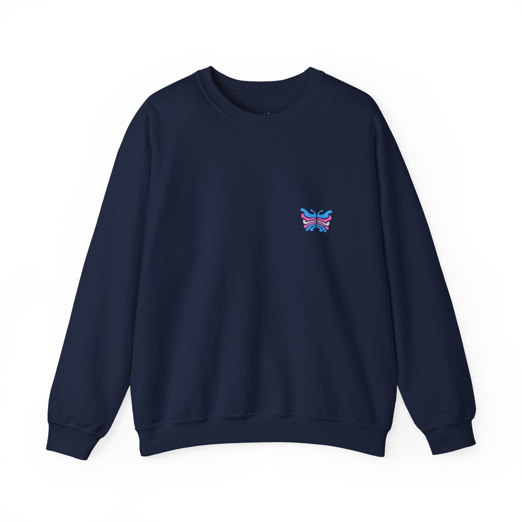 Transcend Logo Crewneck Graphic Long Sleeve Comfy Cotton (Unisex) Navy