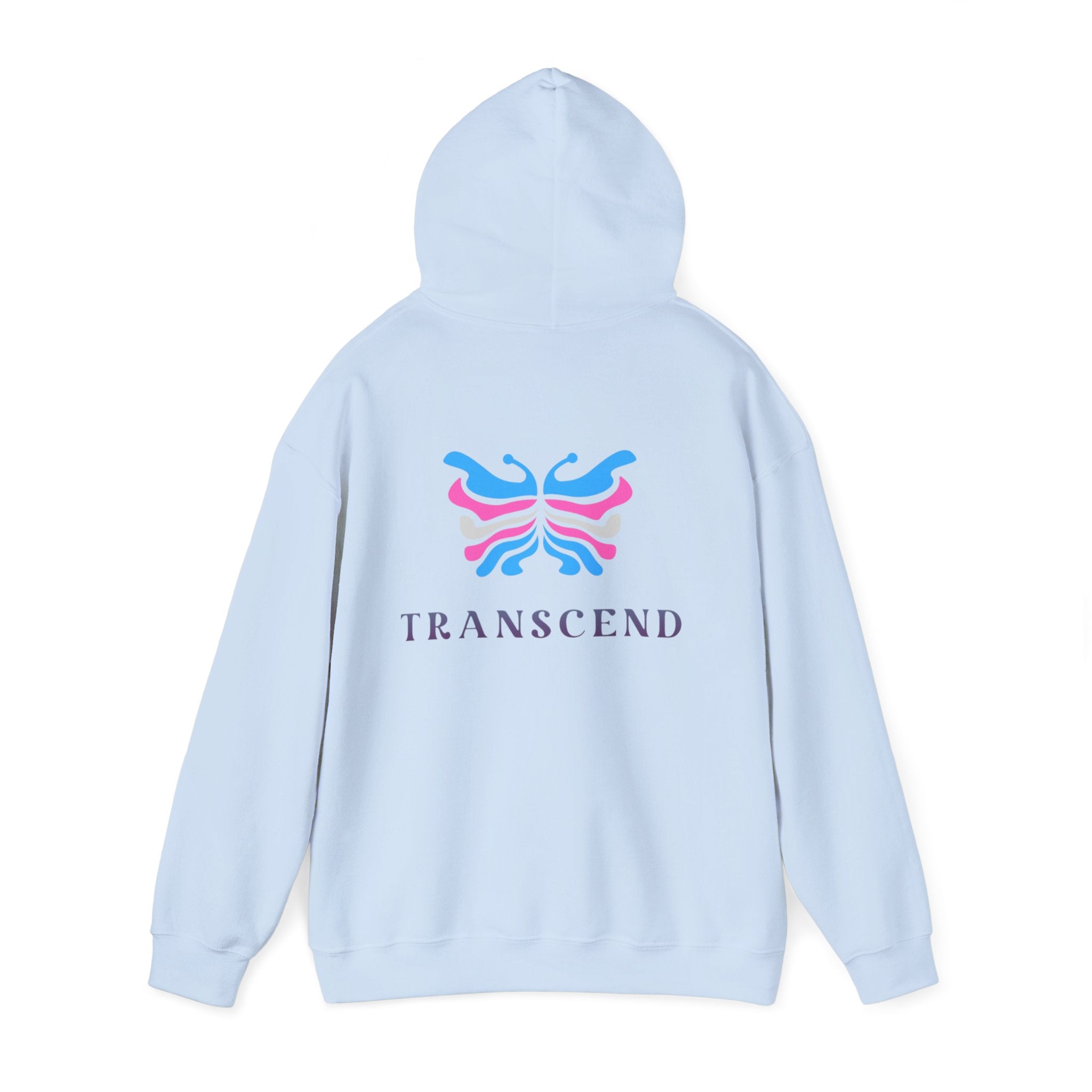 Transcend Logo Hoodie Minimalist Graphic Sweatshirt (Unisex) Light Blue
