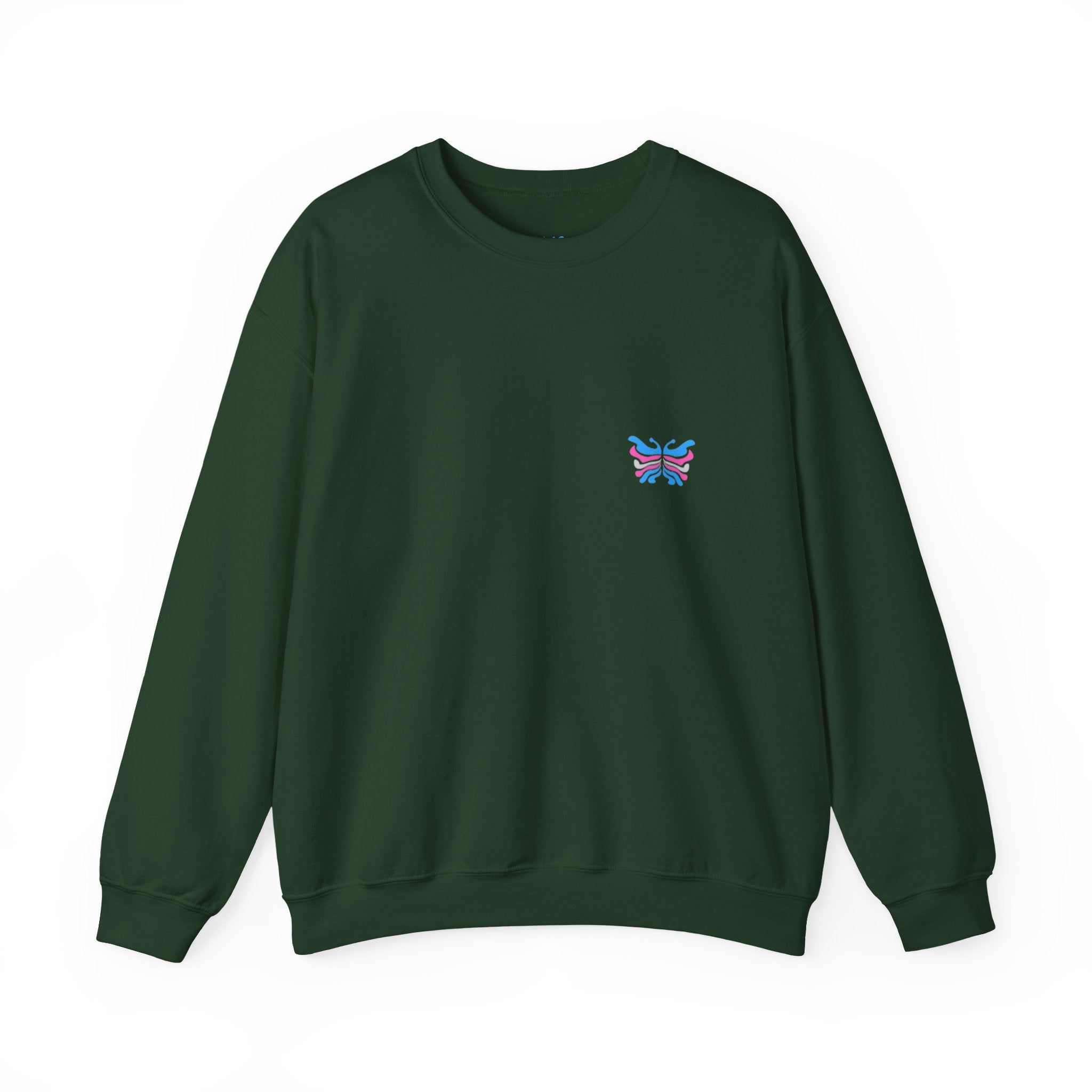 Transcend Logo Crewneck Graphic Long Sleeve Comfy Cotton (Unisex) Forest Green