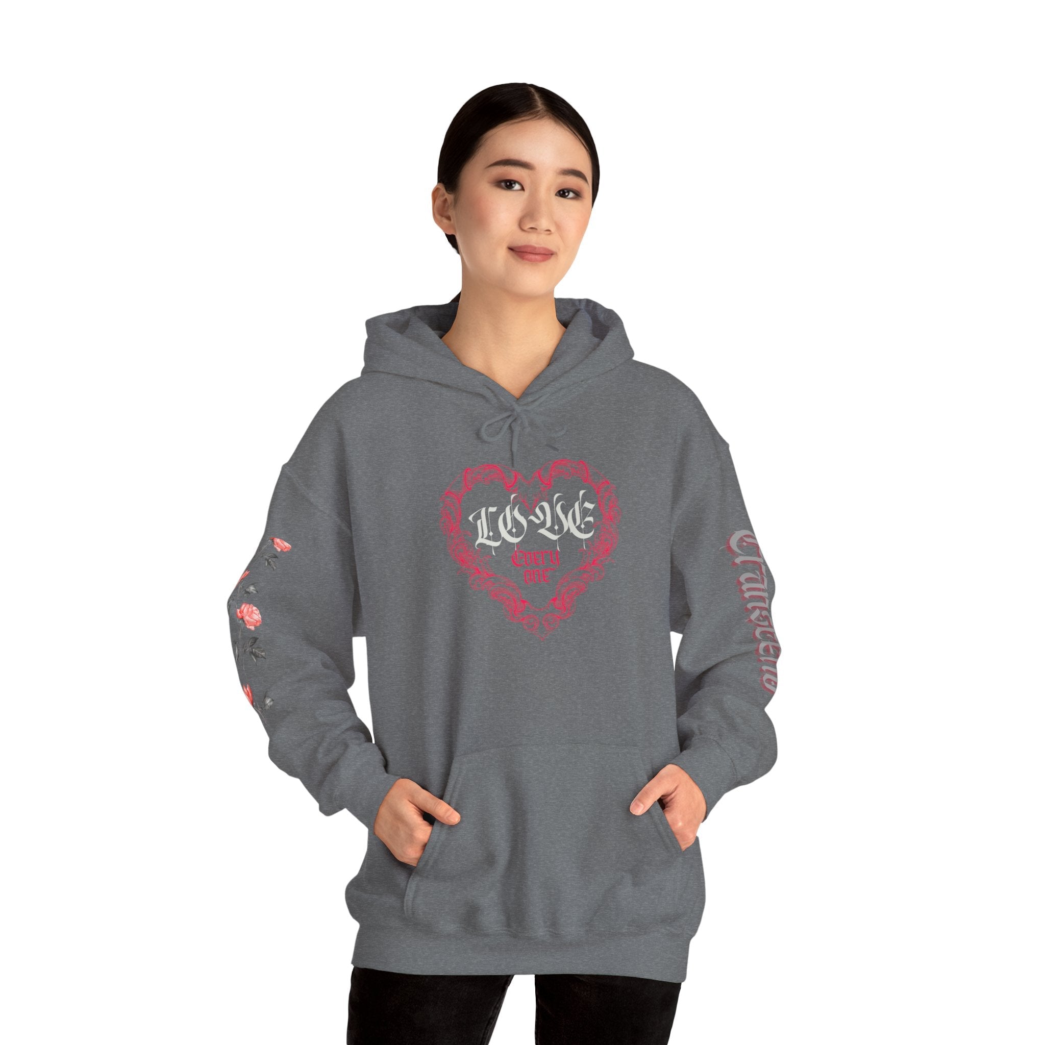Love Everyone Gothic Graphic Transcend Hoodie Sweatshirt (Unisex) Graphite