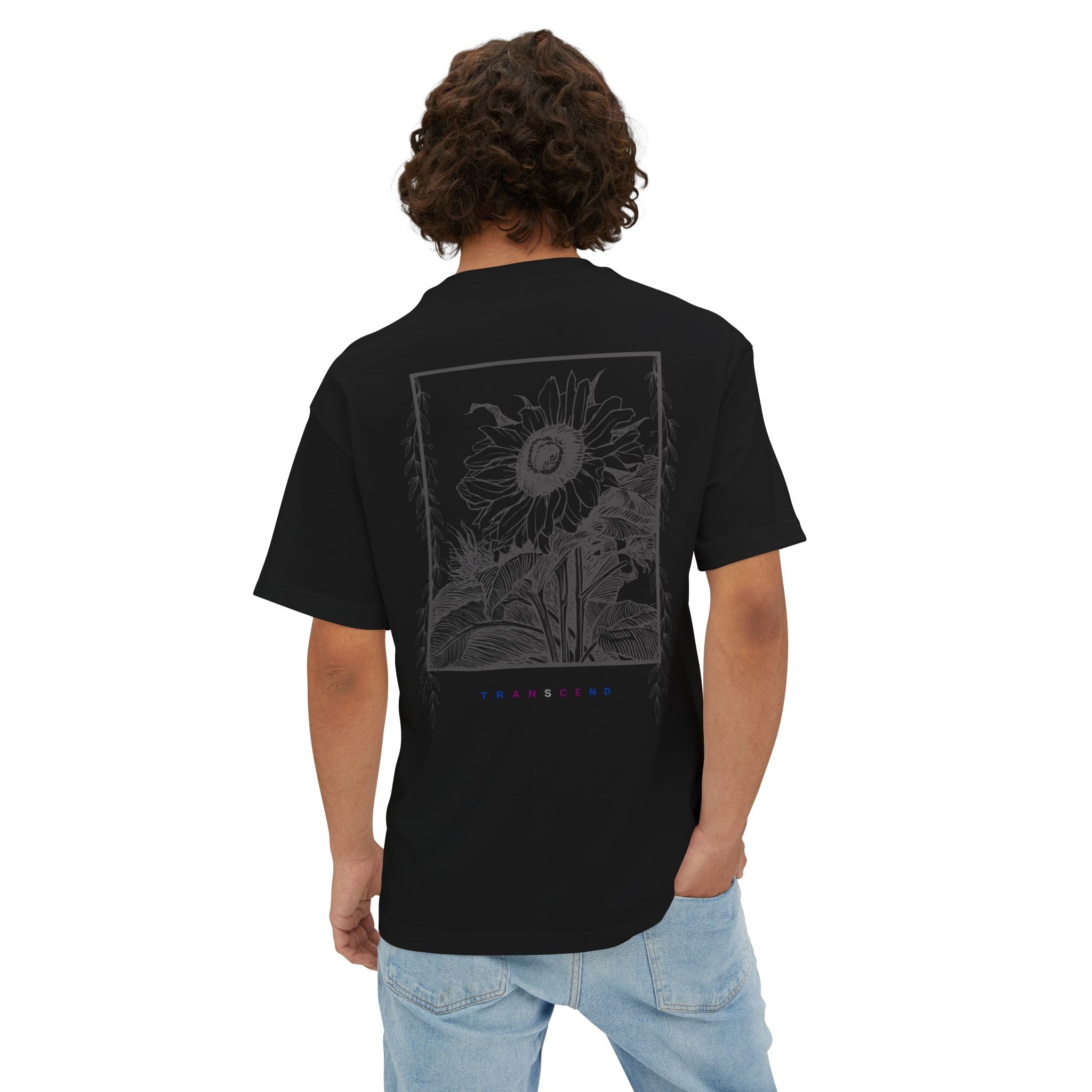 Grayed Sunflower Gothic Graphic Oversized Transcend T-Shirt (Unisex) Black