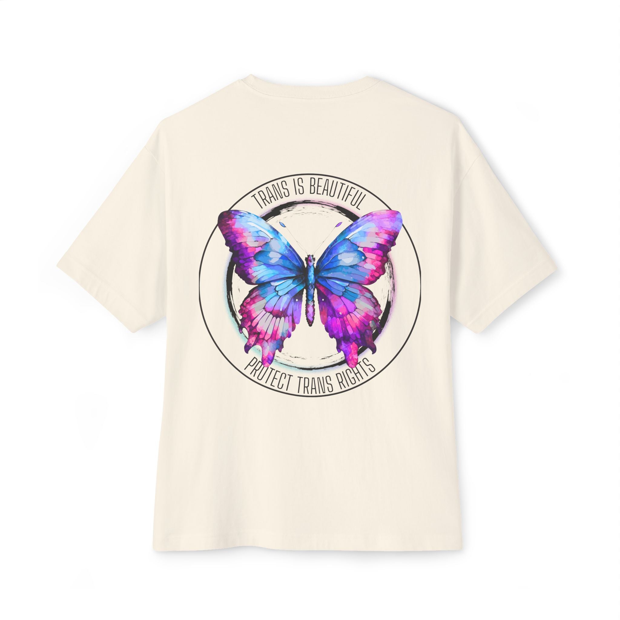 Trans Is Beautiful Butterfly Graphic Comfy Cotton T-Shirt (Unisex) Natural