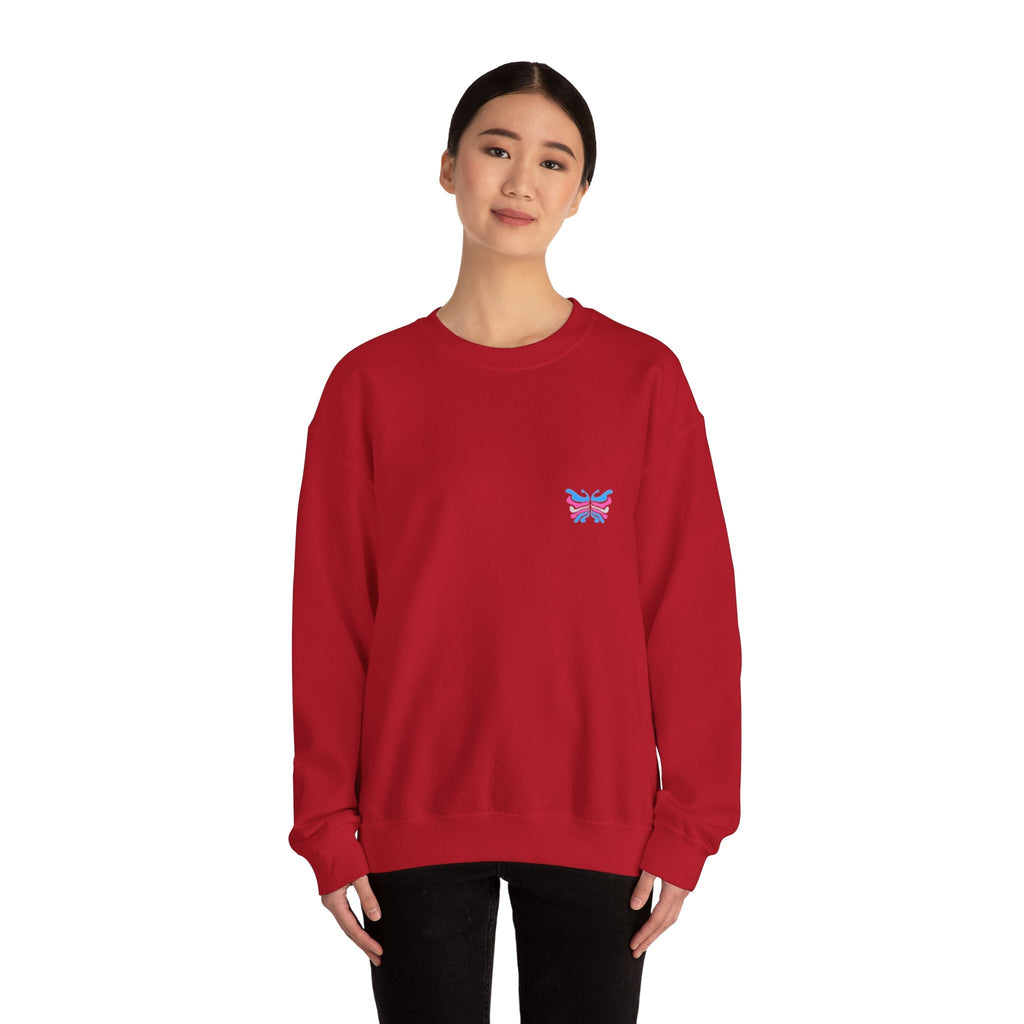 Transcend Logo Crewneck Graphic Long Sleeve Comfy Cotton (Unisex) Cherry Red