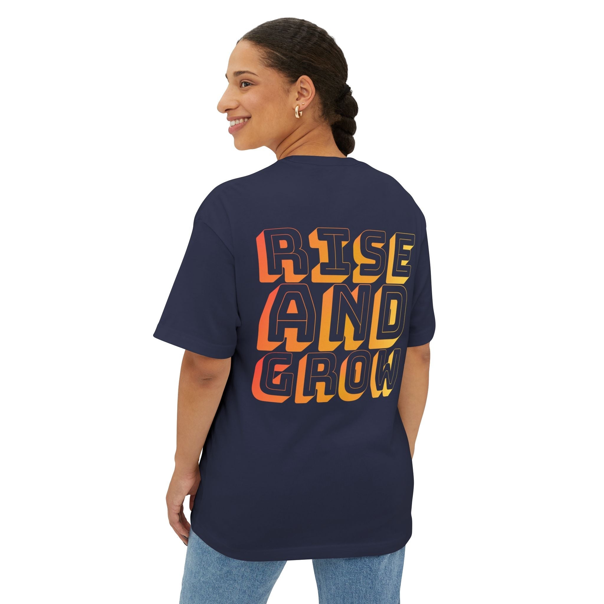 Rise And Grow Garden Transcend Graphic Oversized T-Shirt (Unisex) Navy