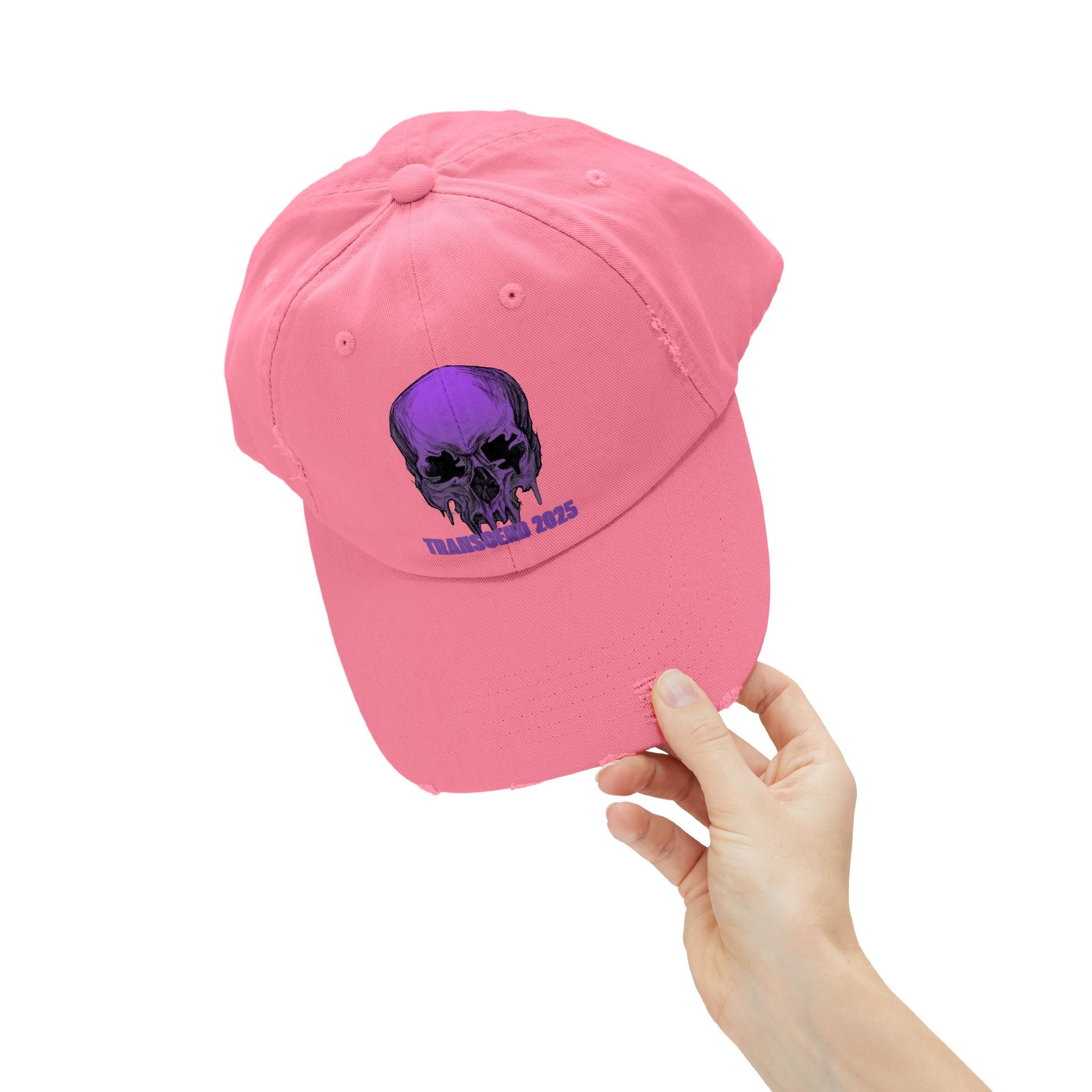 Nightmare Collection Distressed Transcend Baseball Cap (Unisex) True Pink