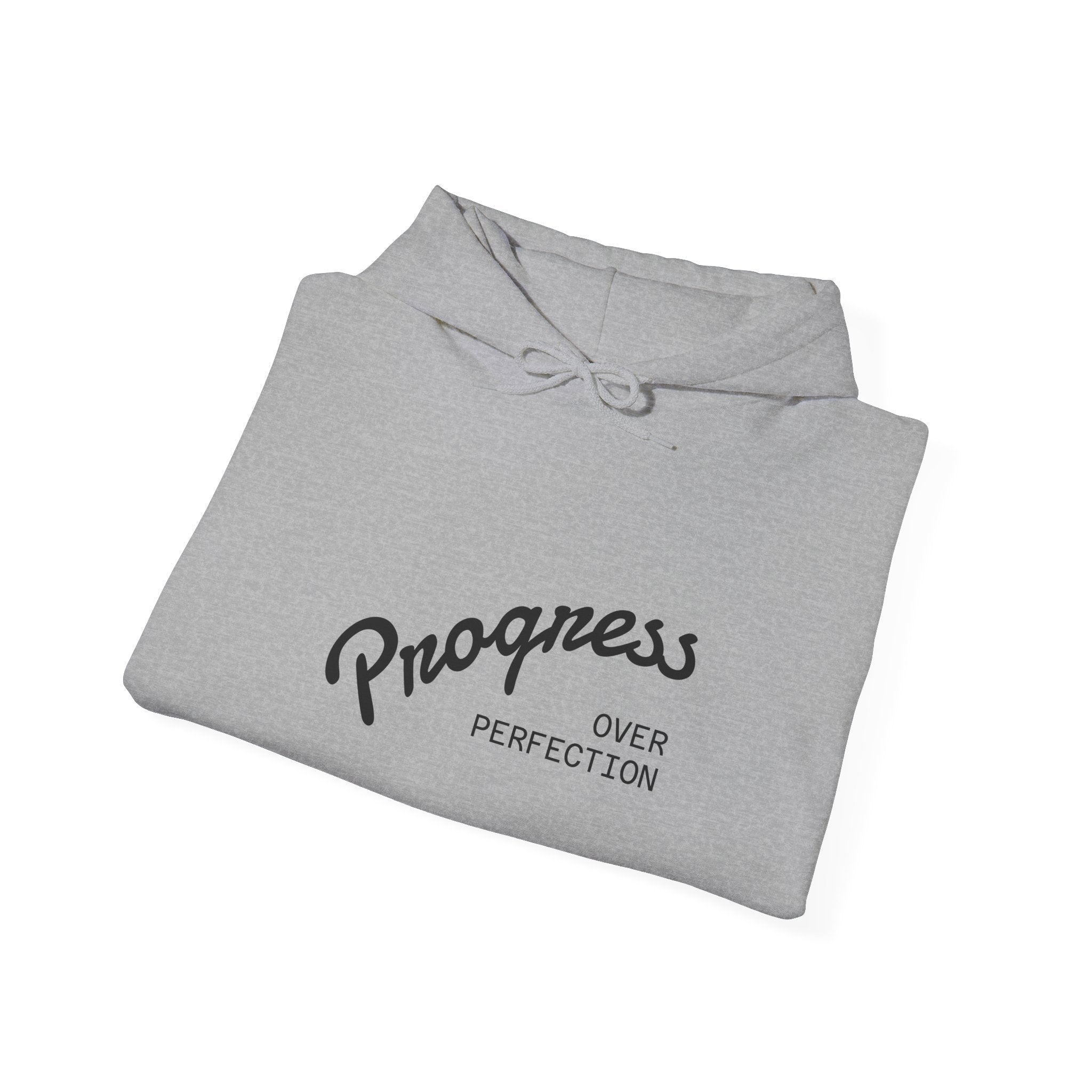 Progress Over Perfection Graphic Hooded Comfy Sweatshirt (Unisex) Athletic Grey