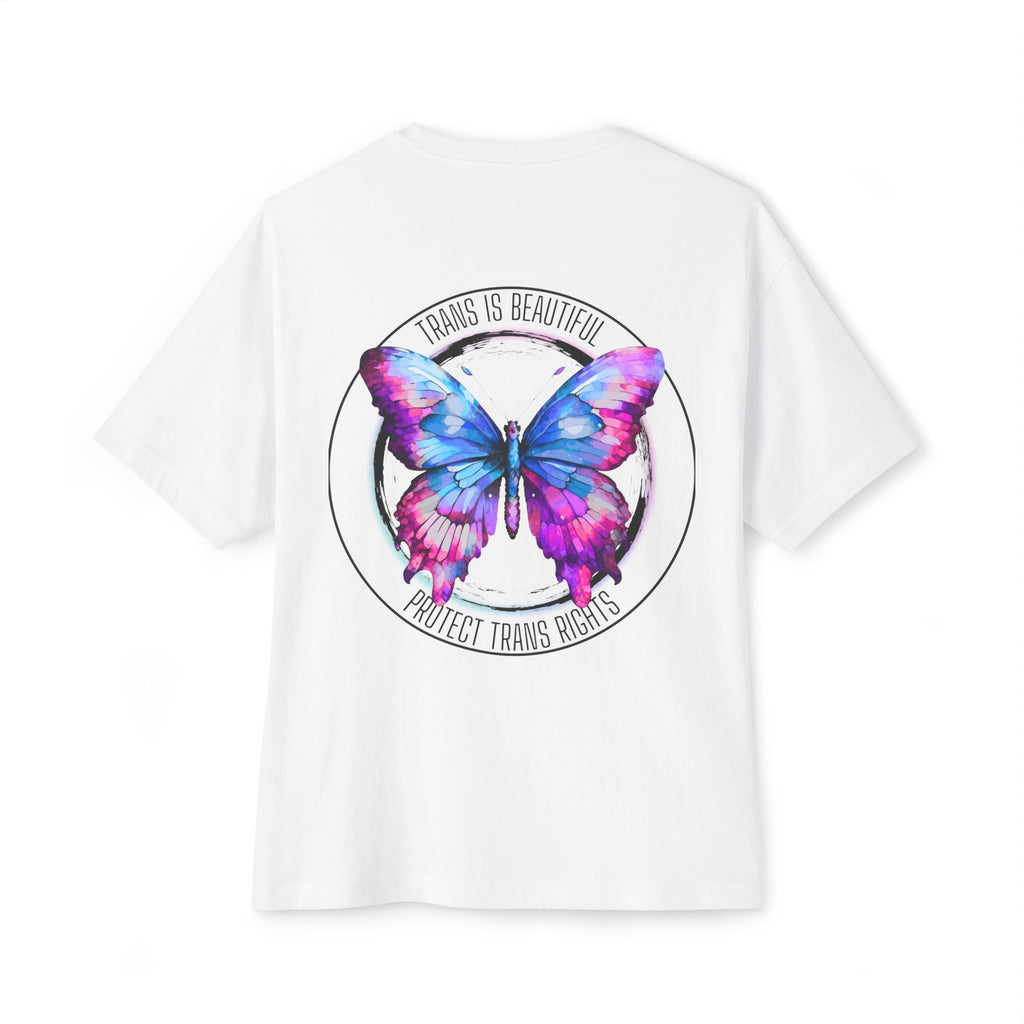 Trans Is Beautiful Butterfly Graphic Comfy Cotton T-Shirt (Unisex) White
