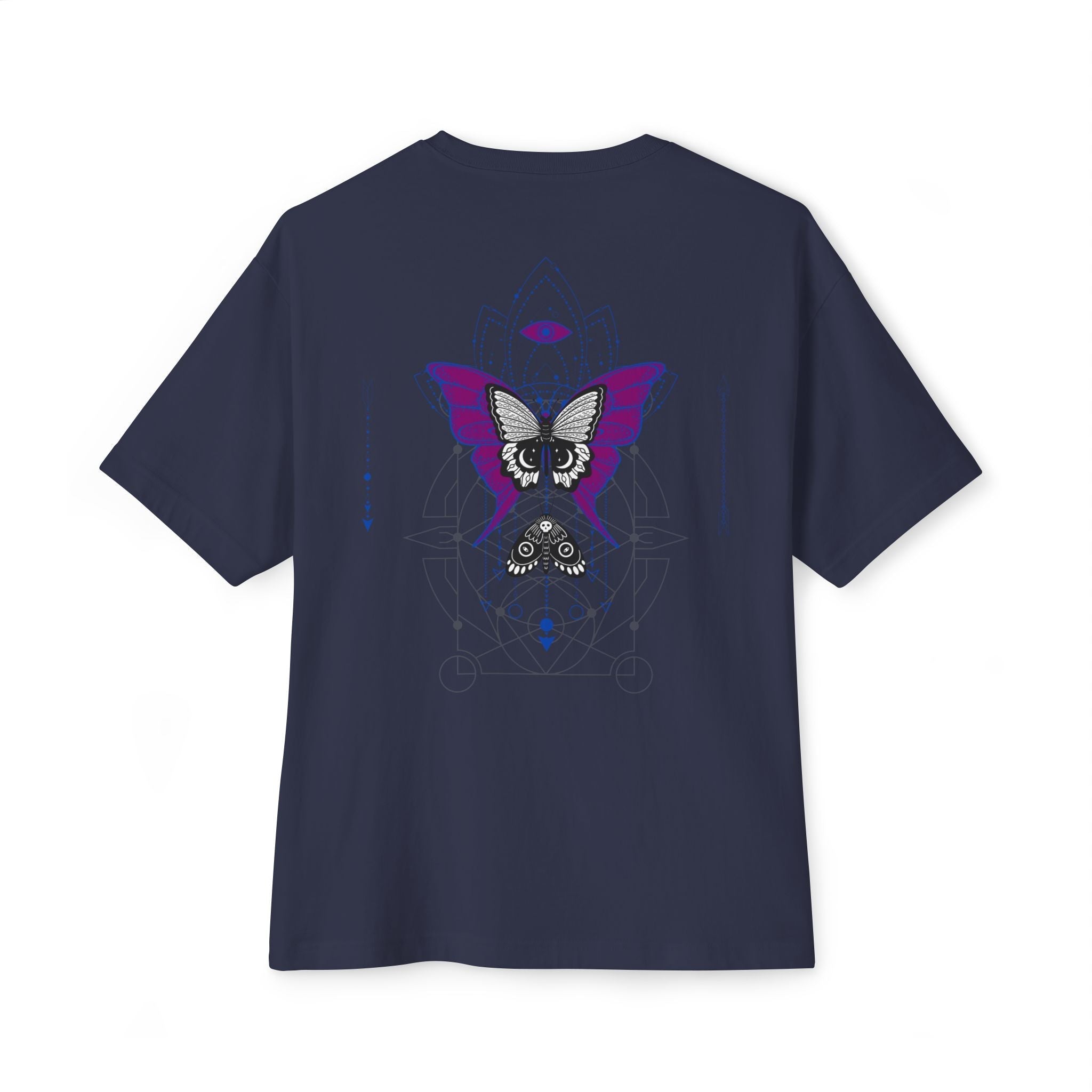 Geometric Butterfly Gothic Graphic Transcend T-Shirt (Unisex) Navy
