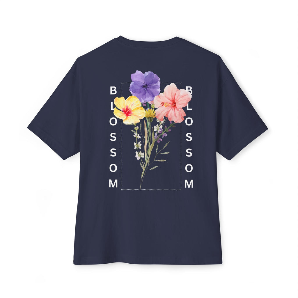 Blossom Floral Tee Shirt Transcend Graphic Oversized Shirt (Unisex) Navy