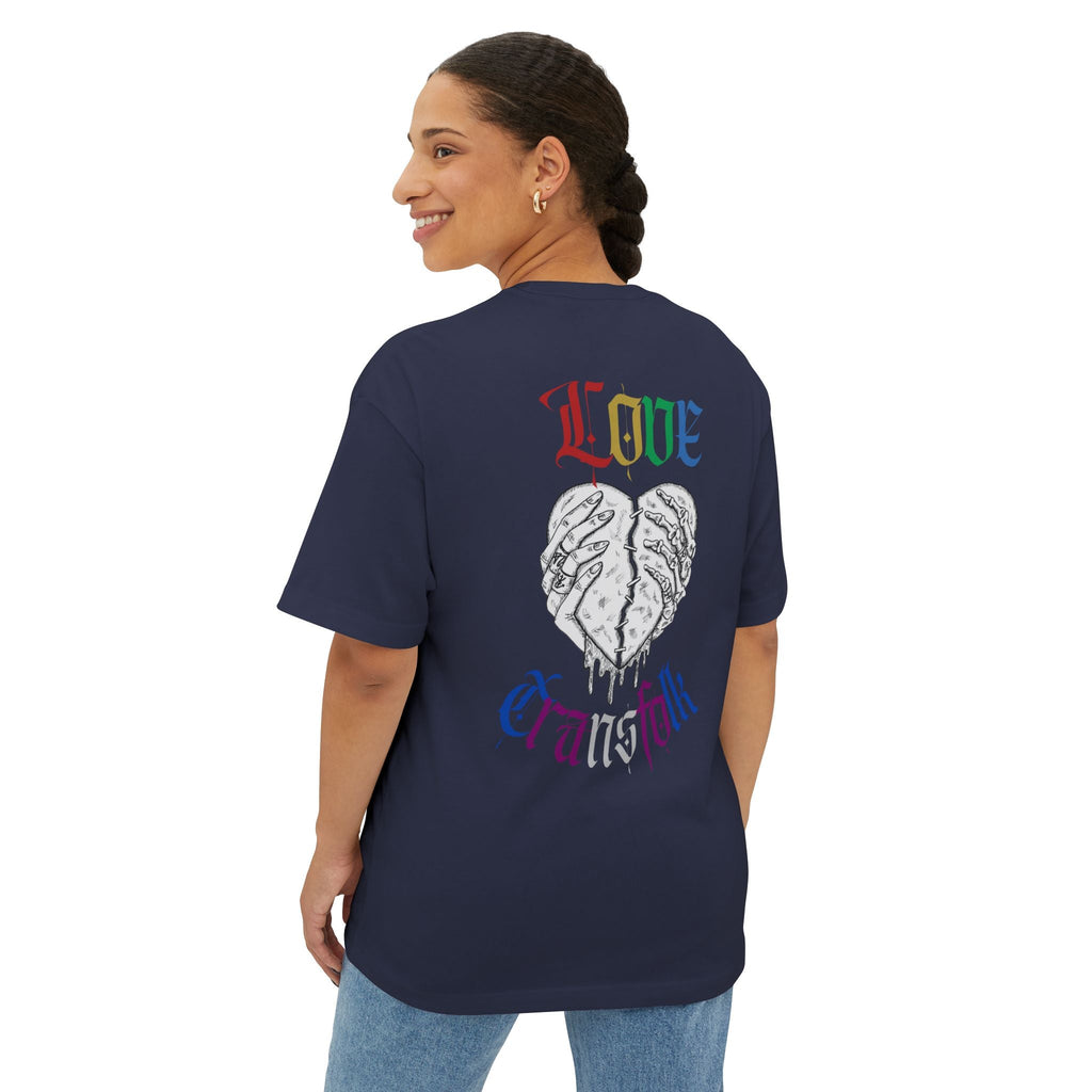Love Transfolk Gothic Graphic Oversized Transcend T-Shirt (Unisex) Navy