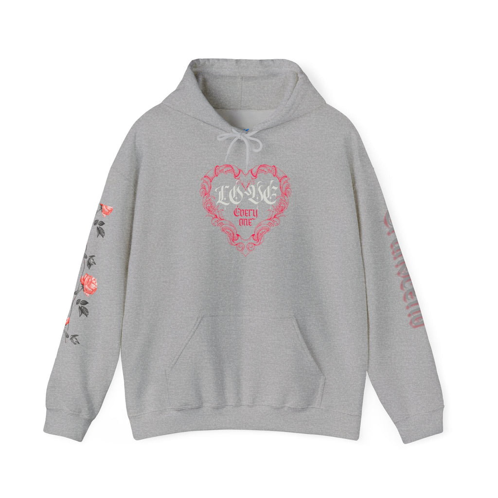 Love Everyone Gothic Graphic Transcend Hoodie Sweatshirt (Unisex) Sport Gray