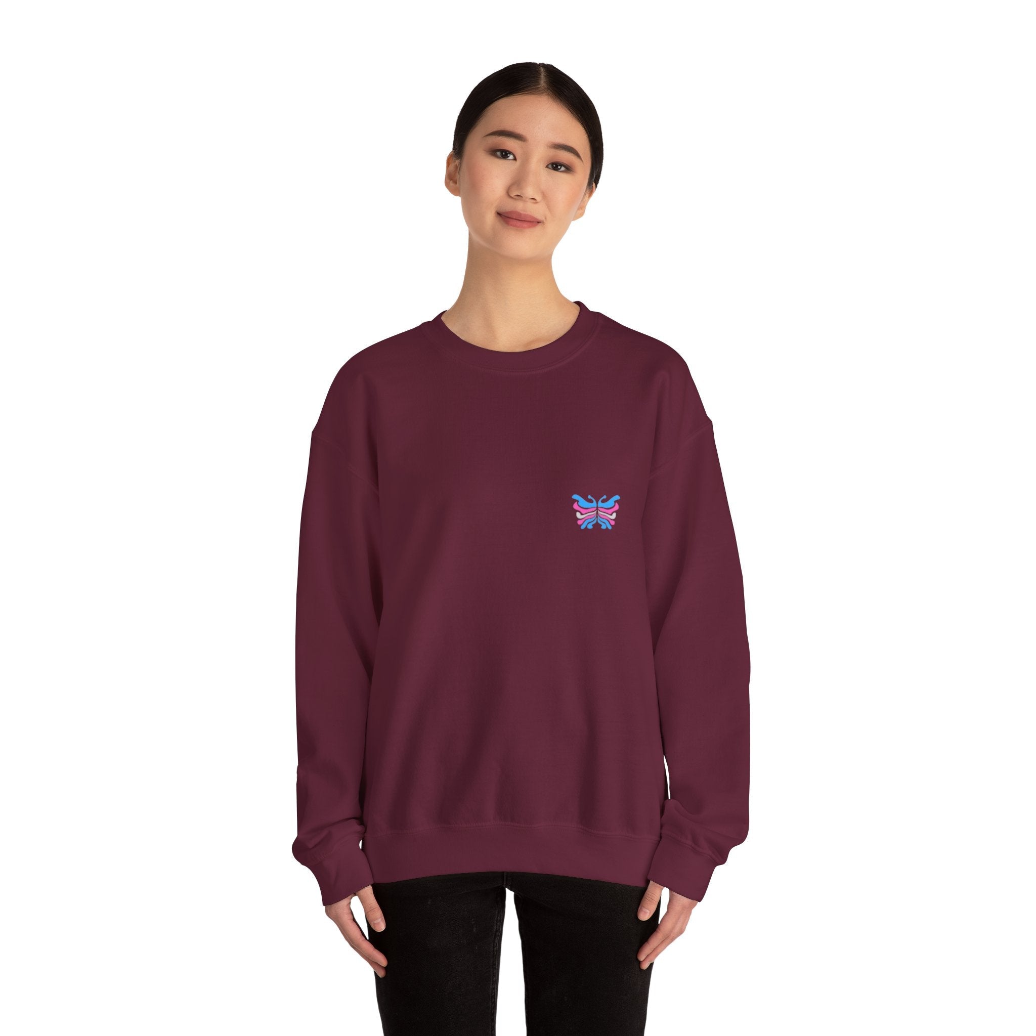 Transcend Logo Crewneck Graphic Long Sleeve Comfy Cotton (Unisex) Maroon