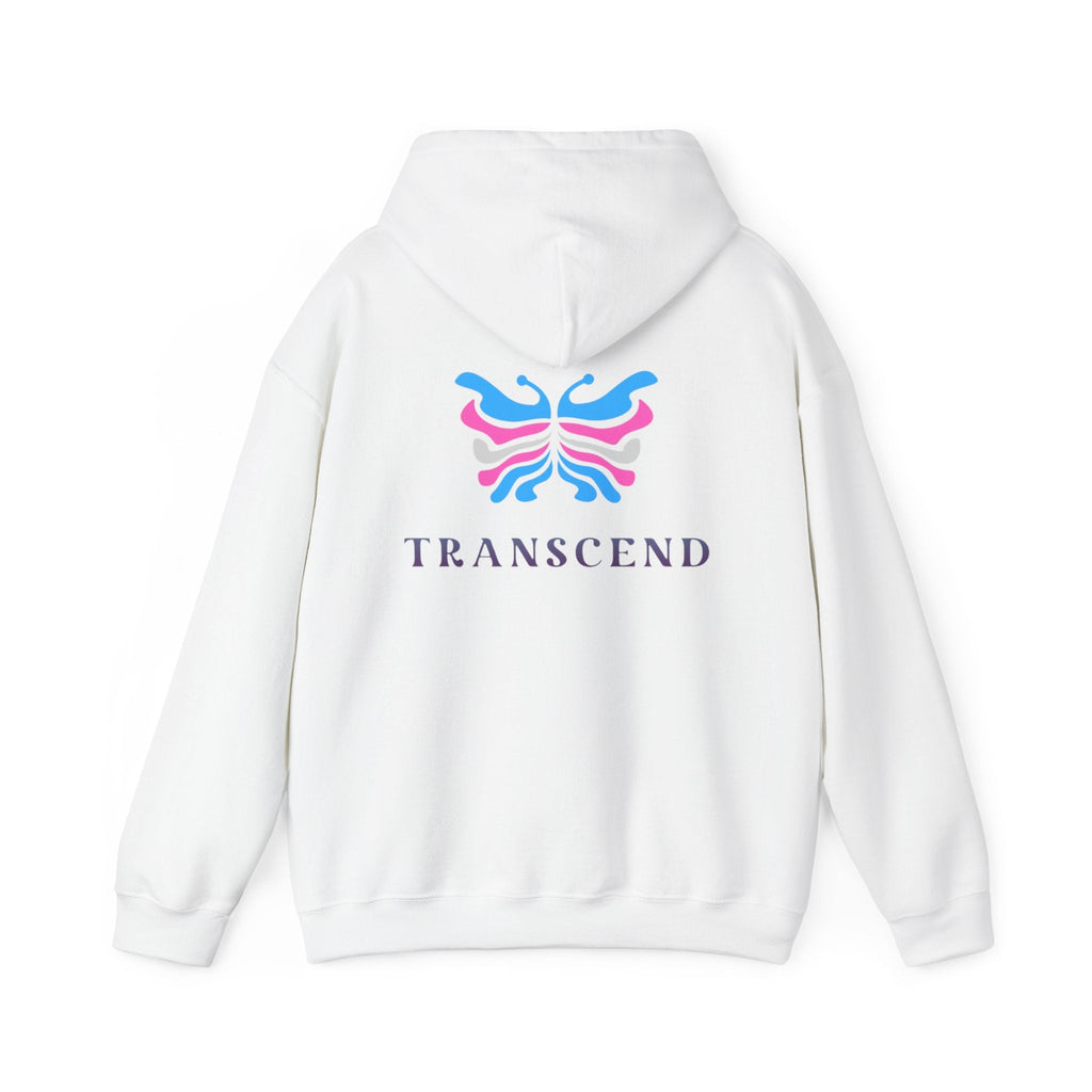 Transcend Logo Hoodie Minimalist Graphic Sweatshirt (Unisex) White