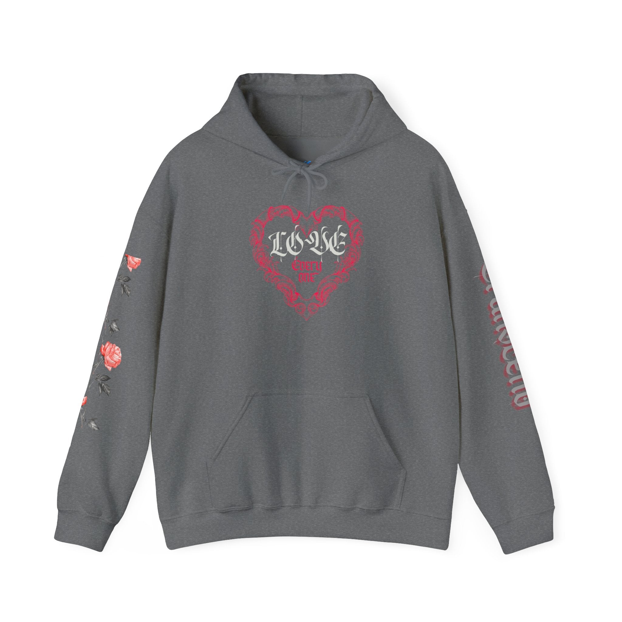 Love Everyone Gothic Graphic Transcend Hoodie Sweatshirt (Unisex) Graphite