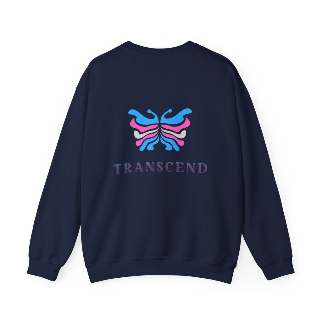 Transcend Logo Crewneck Graphic Long Sleeve Comfy Cotton (Unisex) Navy