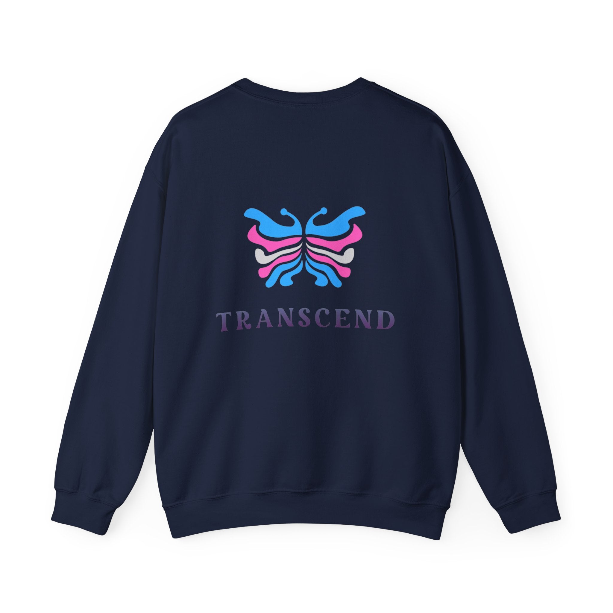Transcend Logo Crewneck Graphic Long Sleeve Comfy Cotton (Unisex) Navy