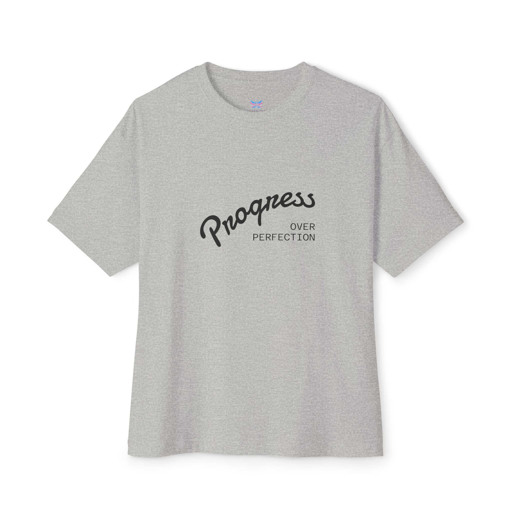 Progress Over Perfection Graphic Oversized Boxy T-Shirt (Unisex) Athletic Grey