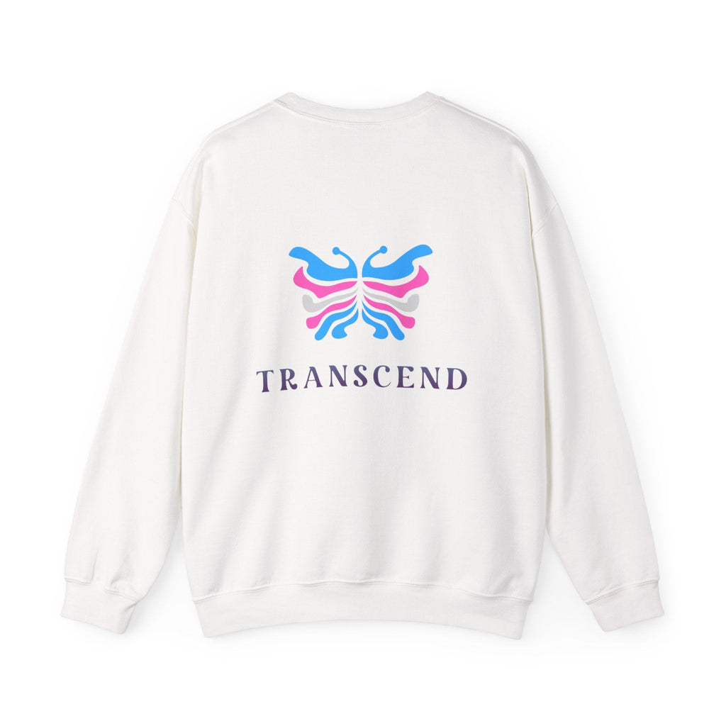 Transcend Logo Crewneck Graphic Long Sleeve Comfy Cotton (Unisex) White