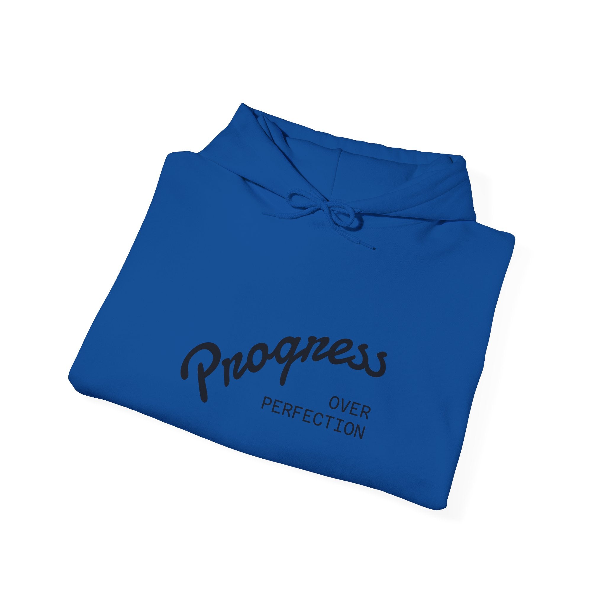Progress Over Perfection Graphic Hooded Comfy Sweatshirt (Unisex) Royal Blue