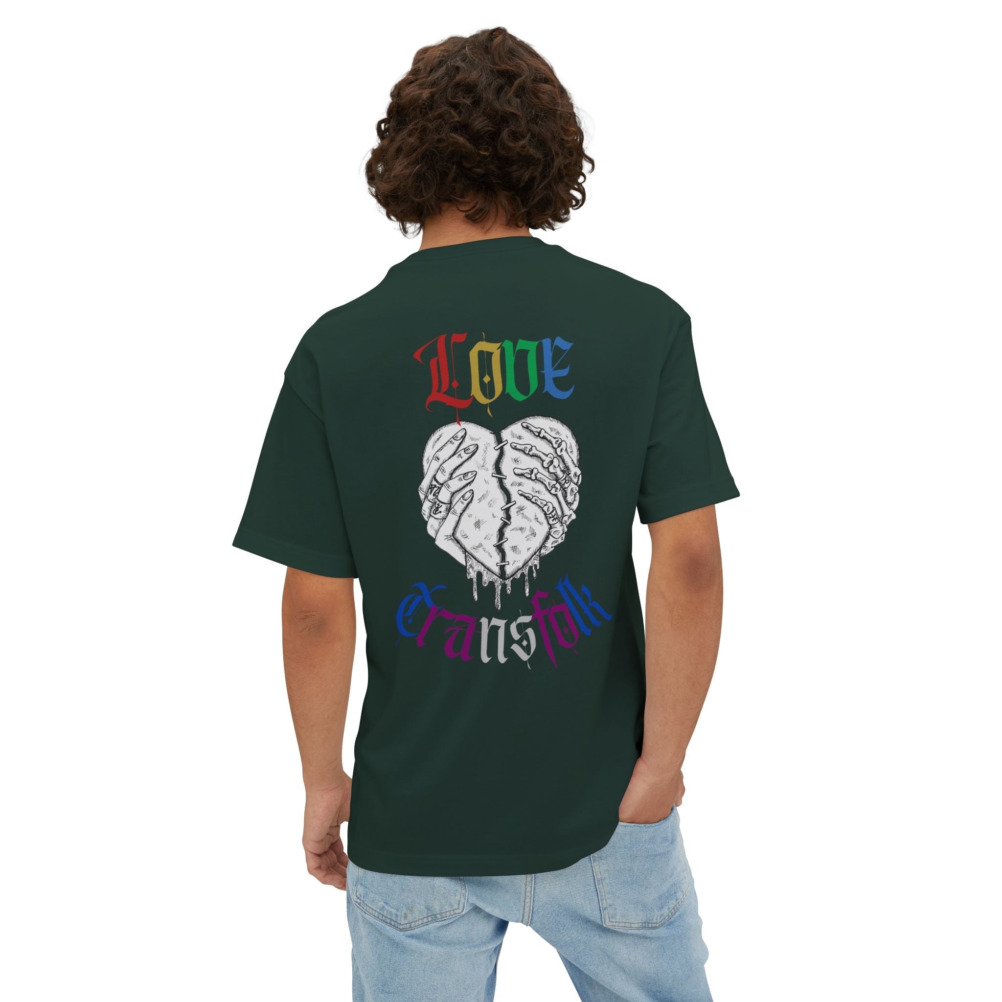 Love Transfolk Gothic Graphic Oversized Transcend T-Shirt (Unisex) Forest Green