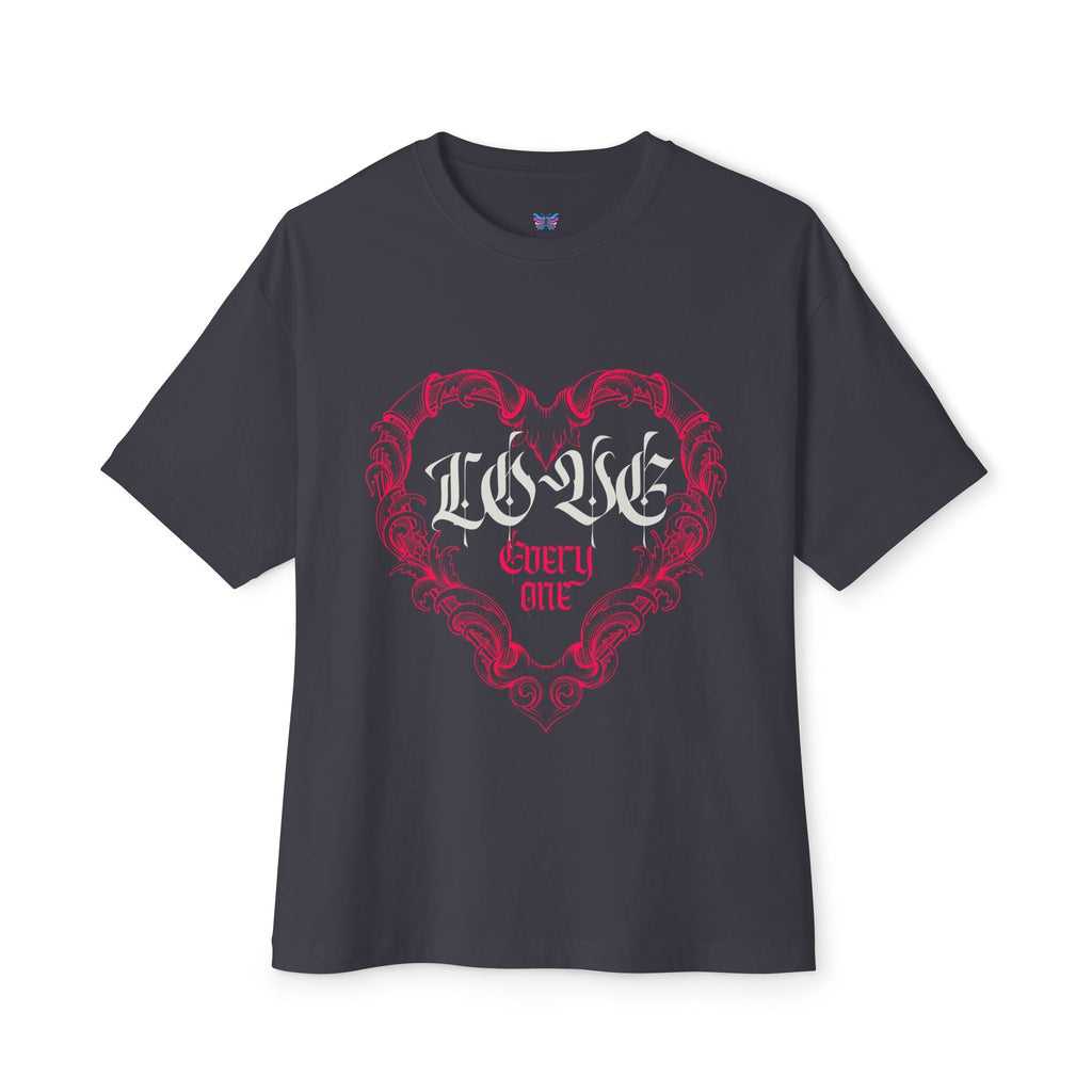 Love Everyone Gothic Graphic Oversized Transcend T-Shirt (Unisex) Dark Gray