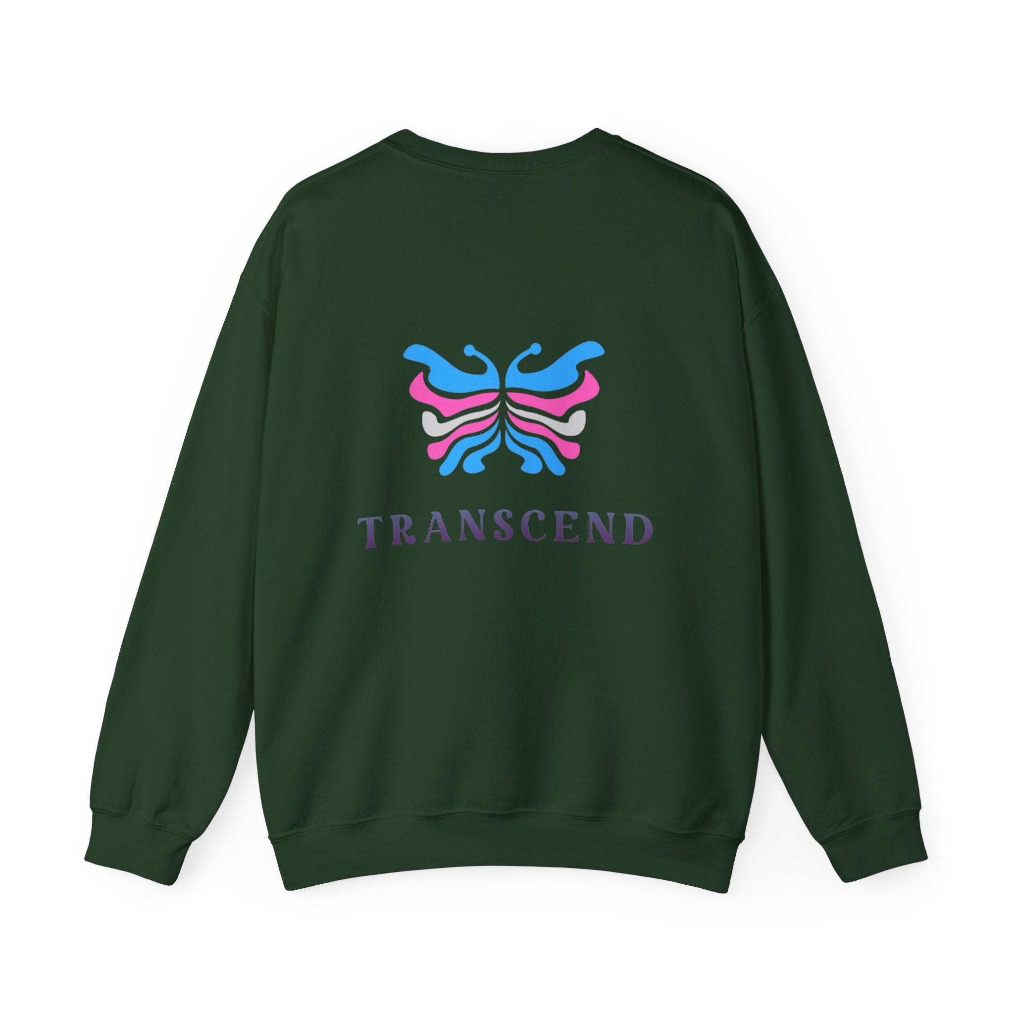 Transcend Logo Crewneck Graphic Long Sleeve Comfy Cotton (Unisex) Forest Green