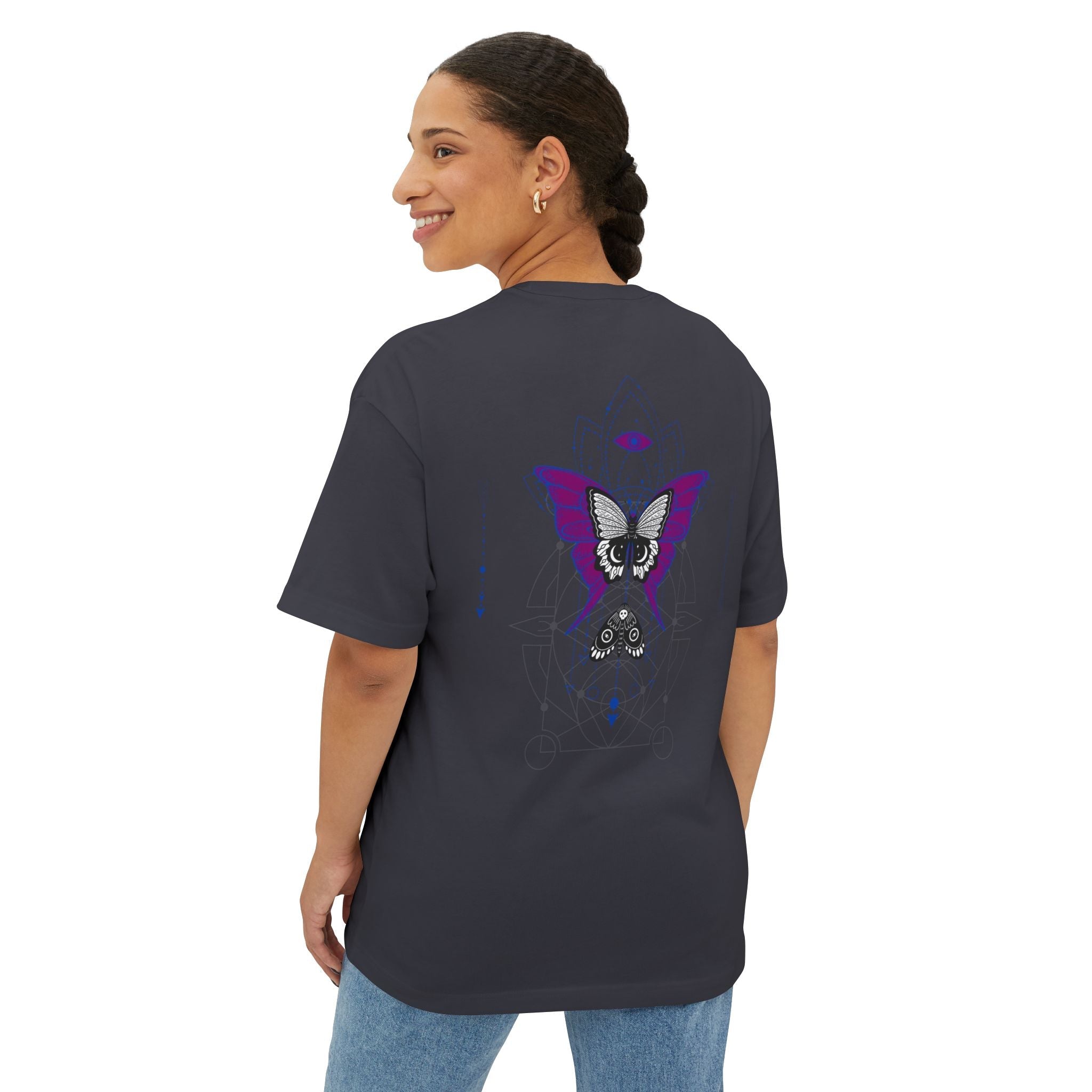 Geometric Butterfly Gothic Graphic Transcend T-Shirt (Unisex) Dark Gray