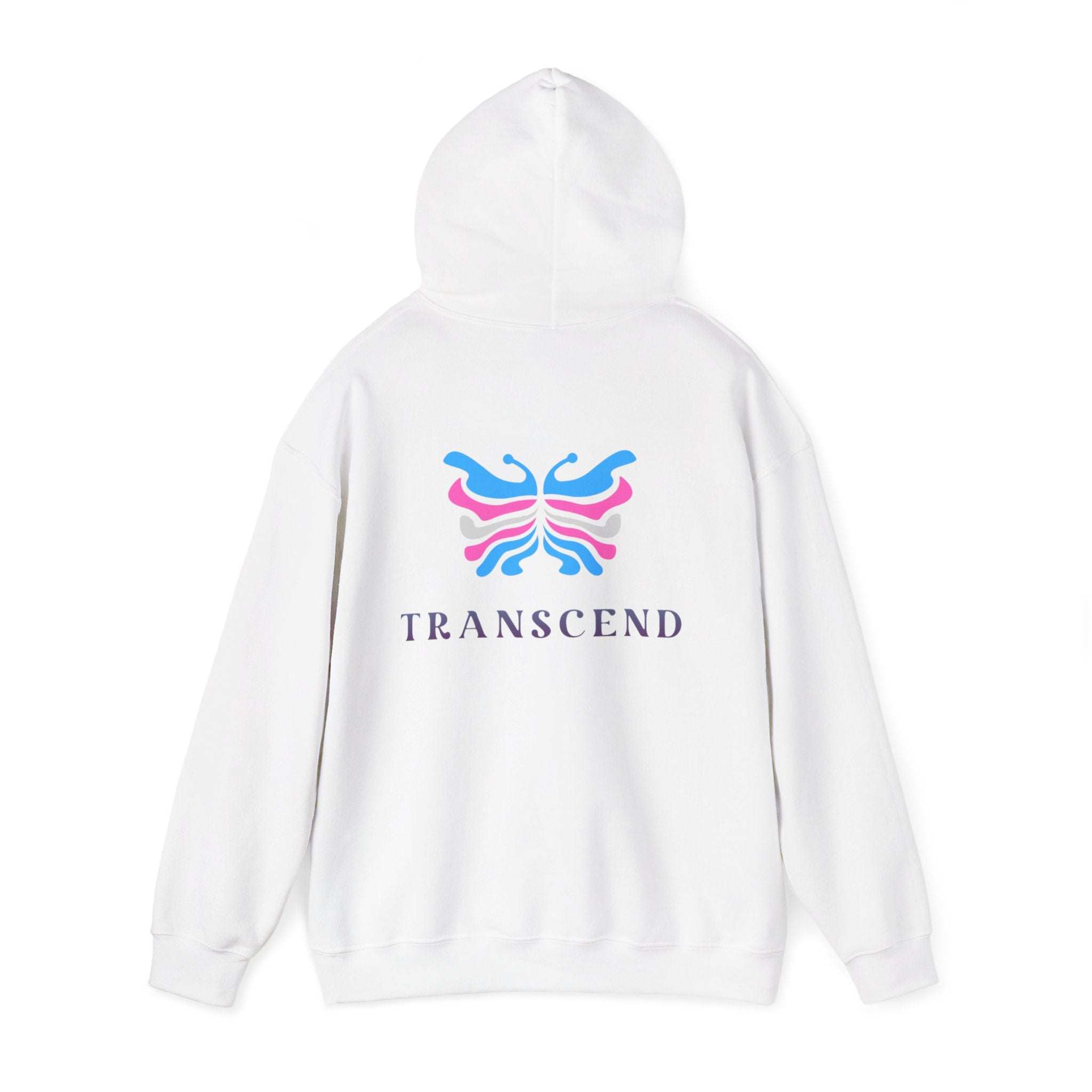 Transcend Logo Hoodie Minimalist Graphic Sweatshirt (Unisex) White