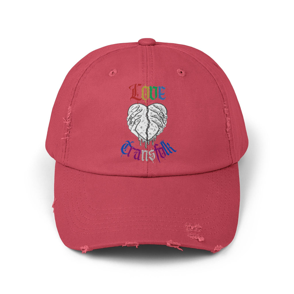 Love Transfolk Gothic Grunge Graphic Distressed Transcend Cap (Unisex) Dashing Red