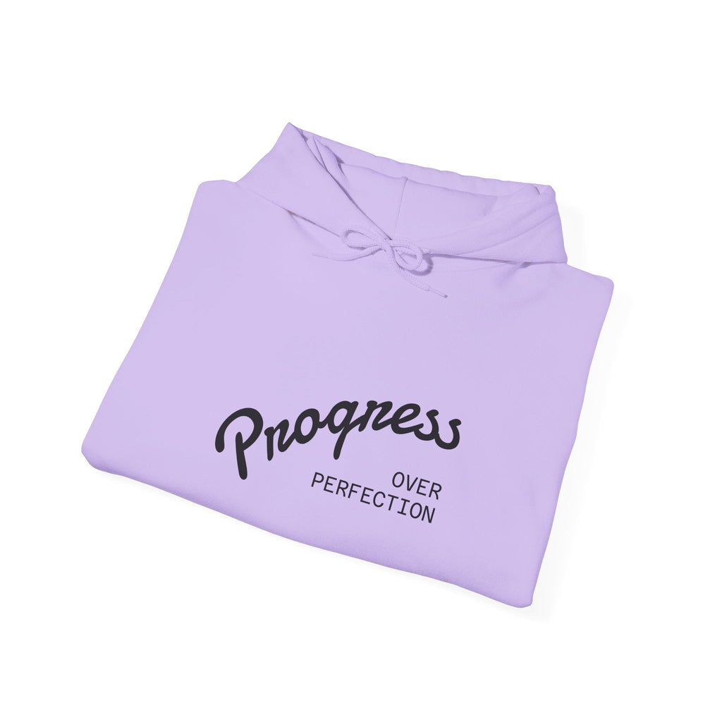 Progress Over Perfection Graphic Hooded Comfy Sweatshirt (Unisex) Orchid