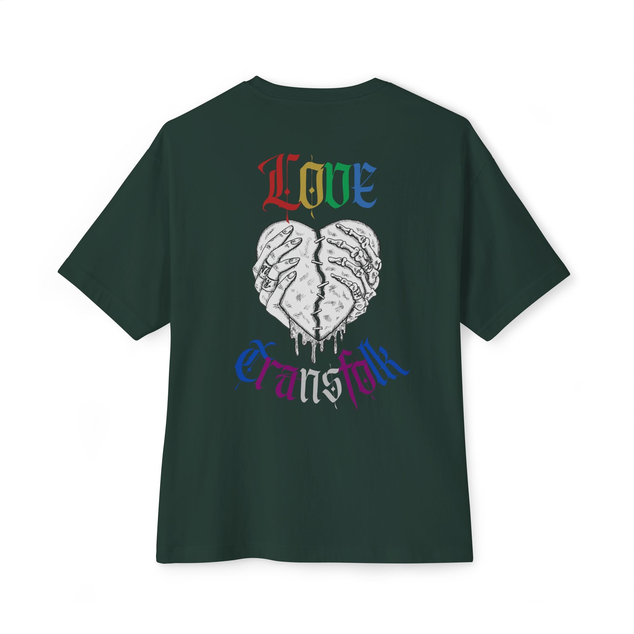 Love Transfolk Gothic Graphic Oversized Transcend T-Shirt (Unisex) Forest Green