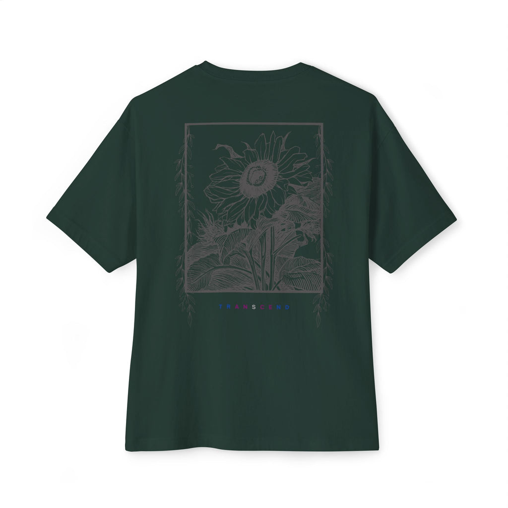 Grayed Sunflower Gothic Graphic Oversized Transcend T-Shirt (Unisex) Forest Green