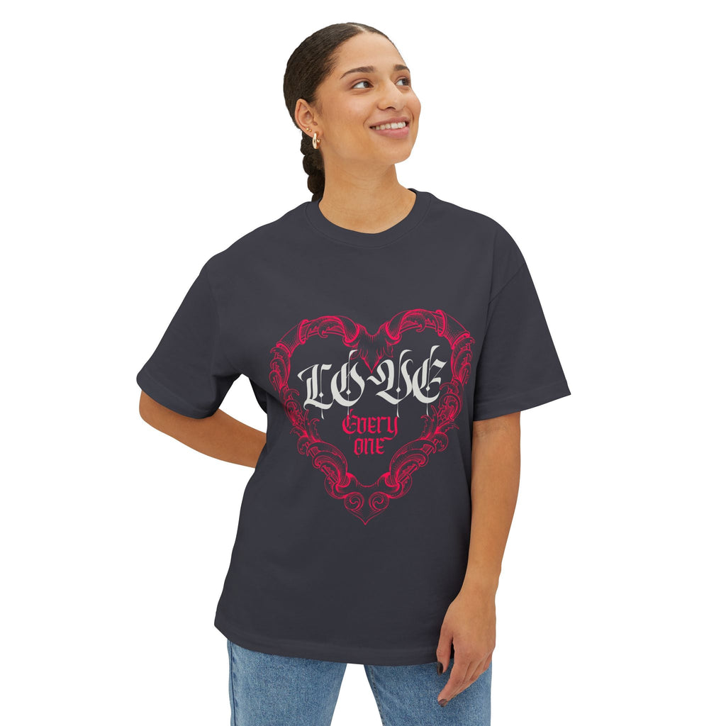 Love Everyone Gothic Graphic Oversized Transcend T-Shirt (Unisex) Dark Gray