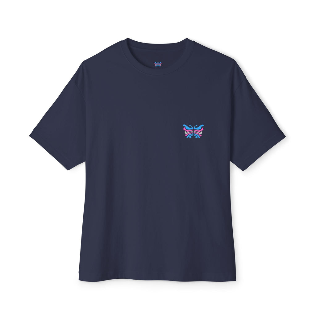 Trans Is Beautiful Butterfly Graphic Comfy Cotton T-Shirt (Unisex) Navy