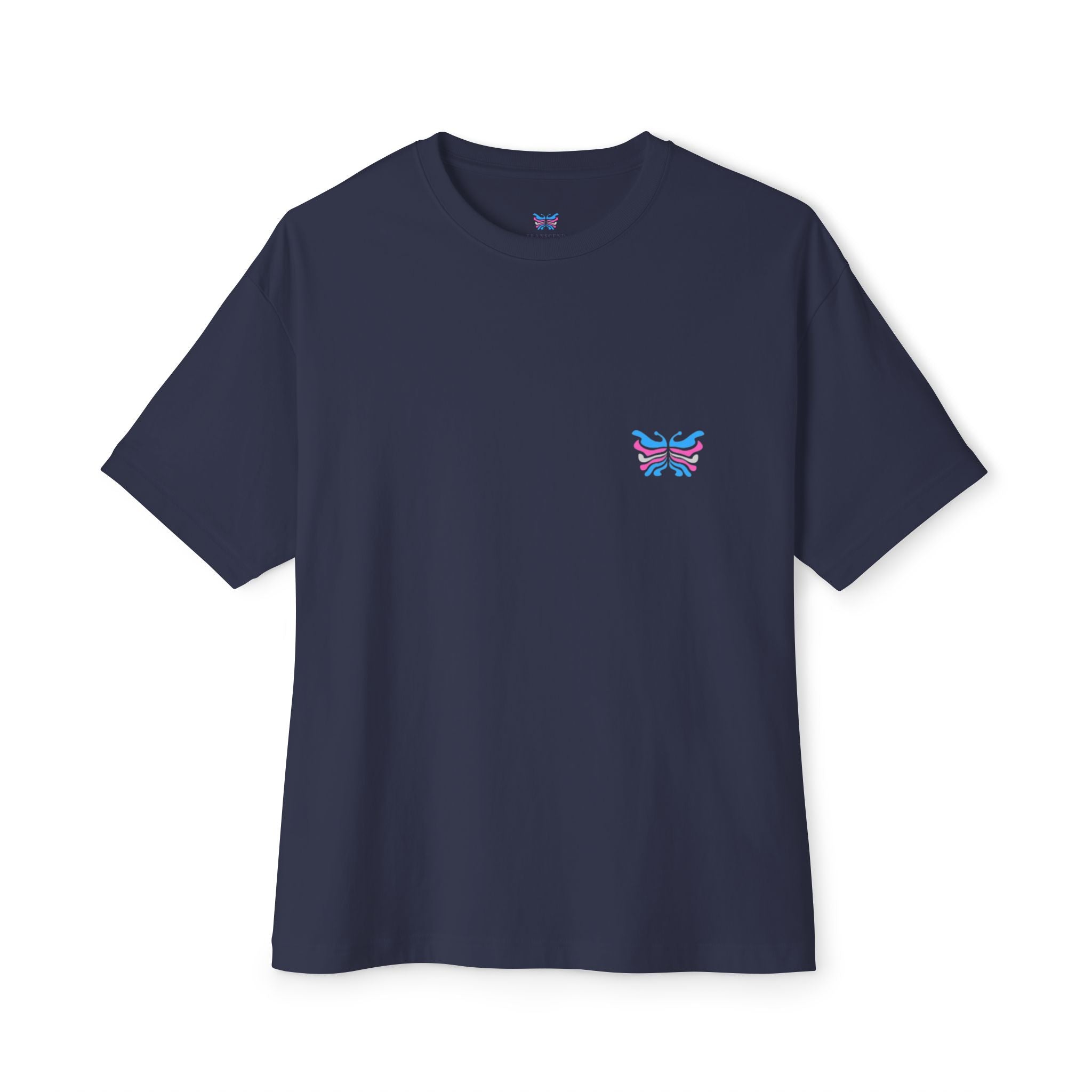 Trans Is Beautiful Butterfly Graphic Comfy Cotton T-Shirt (Unisex) Navy