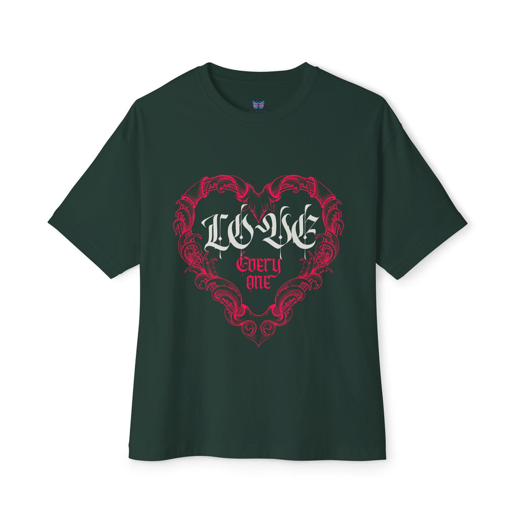 Love Everyone Gothic Graphic Oversized Transcend T-Shirt (Unisex) Forest Green
