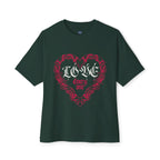 Love Everyone Gothic Graphic Oversized Transcend T-Shirt (Unisex) Forest Green