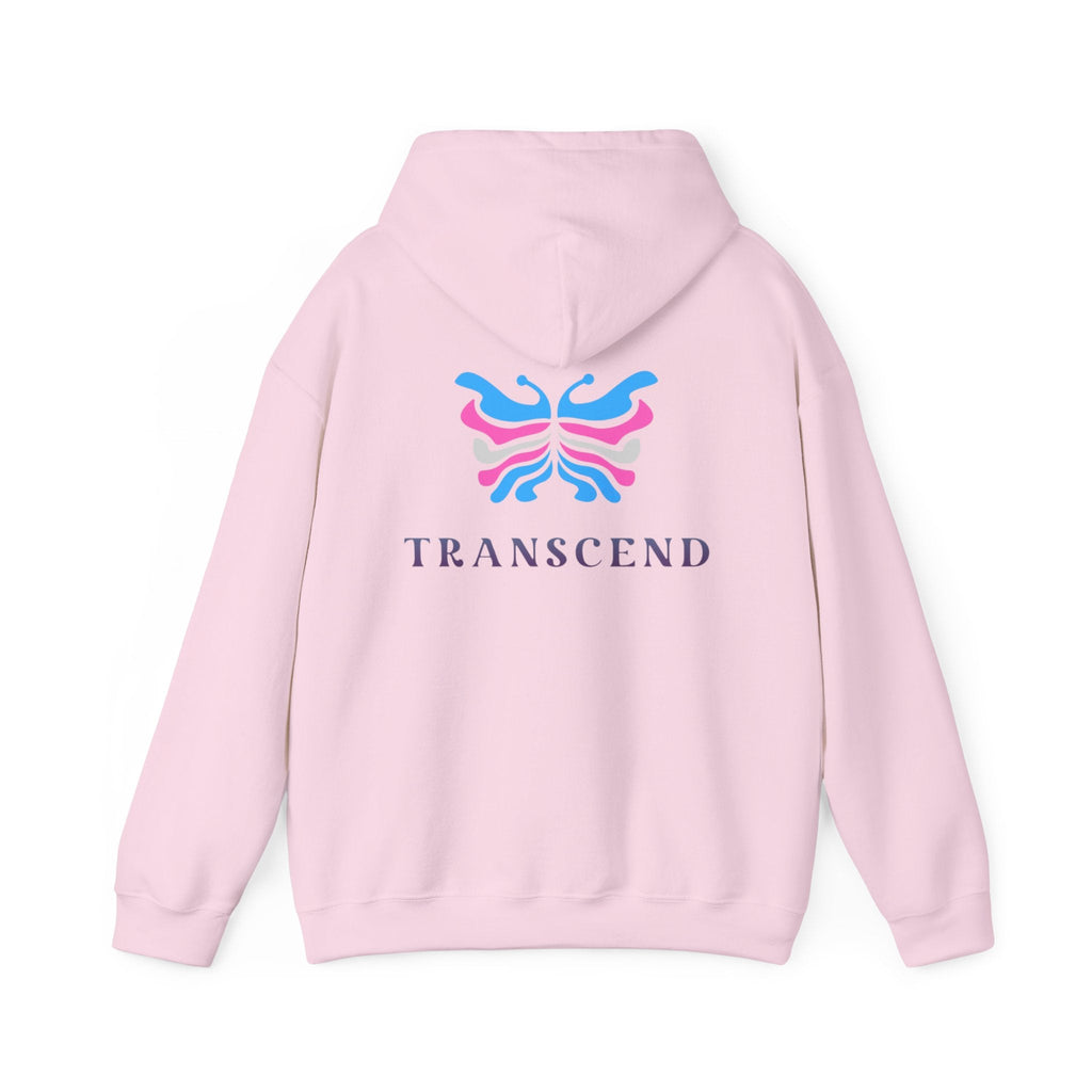 Transcend Logo Hoodie Minimalist Graphic Sweatshirt (Unisex) Light Pink