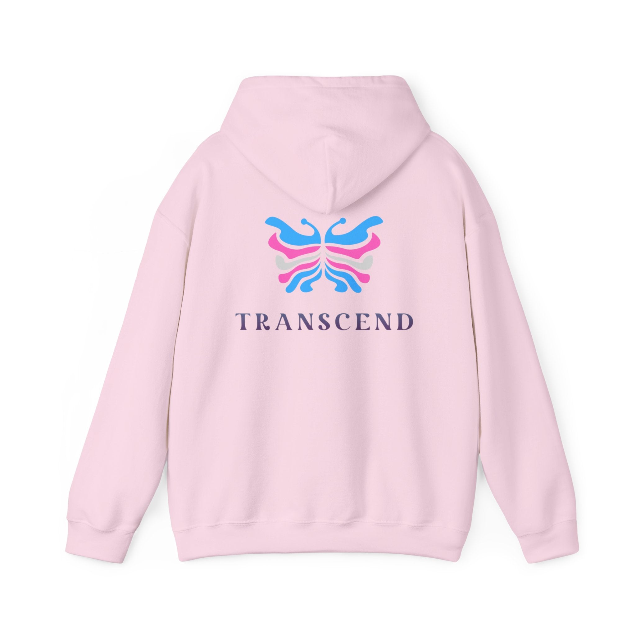 Transcend Logo Hoodie Minimalist Graphic Sweatshirt (Unisex) Light Pink