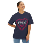 Love Everyone Gothic Graphic Oversized Transcend T-Shirt (Unisex) Navy