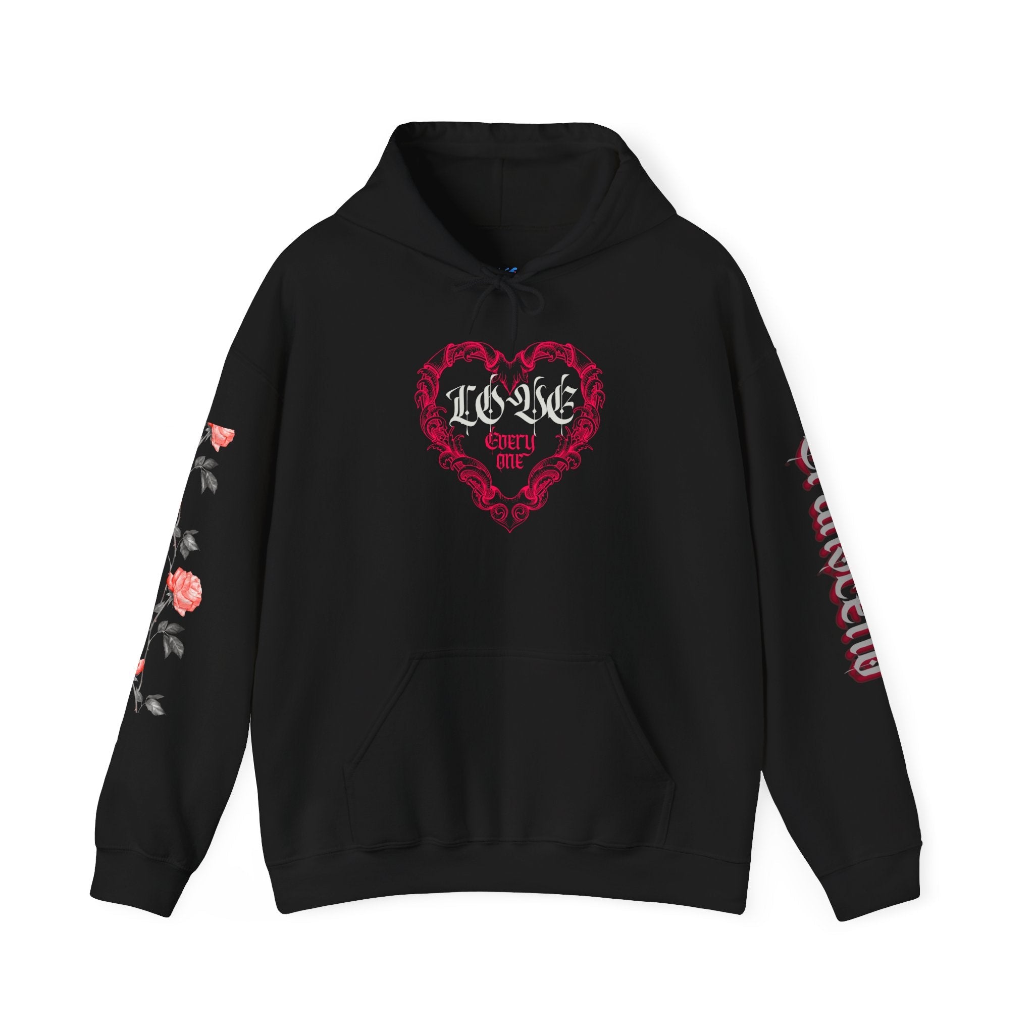 Love Everyone Gothic Graphic Transcend Hoodie Sweatshirt (Unisex) Black