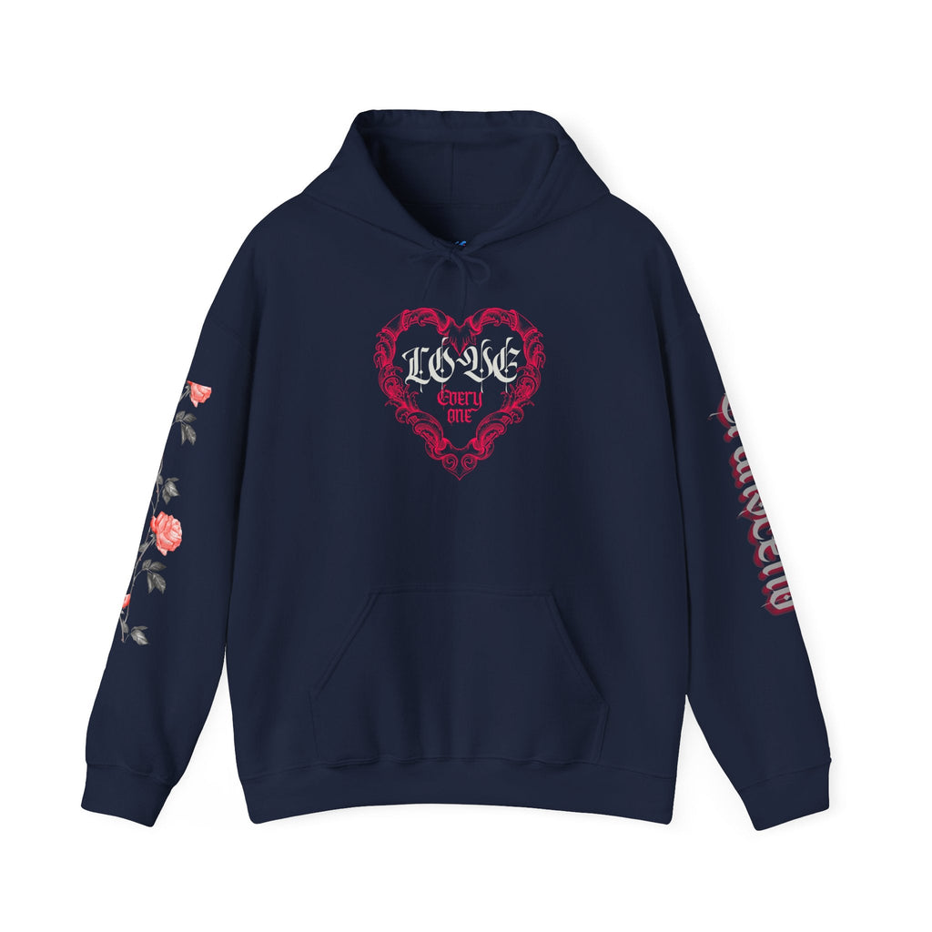Love Everyone Gothic Graphic Transcend Hoodie Sweatshirt (Unisex) Navy