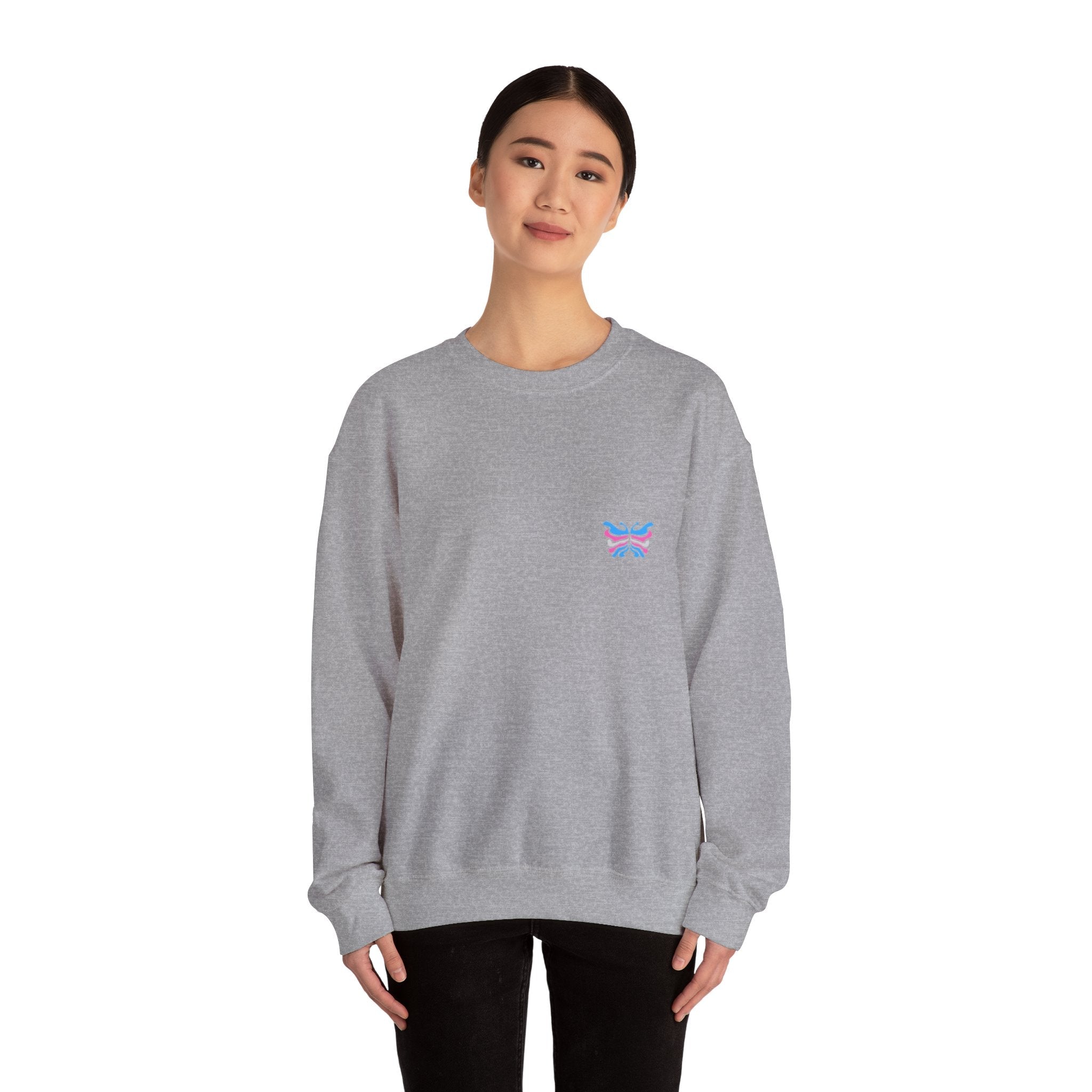 Transcend Logo Crewneck Graphic Long Sleeve Comfy Cotton (Unisex) Athletic Grey
