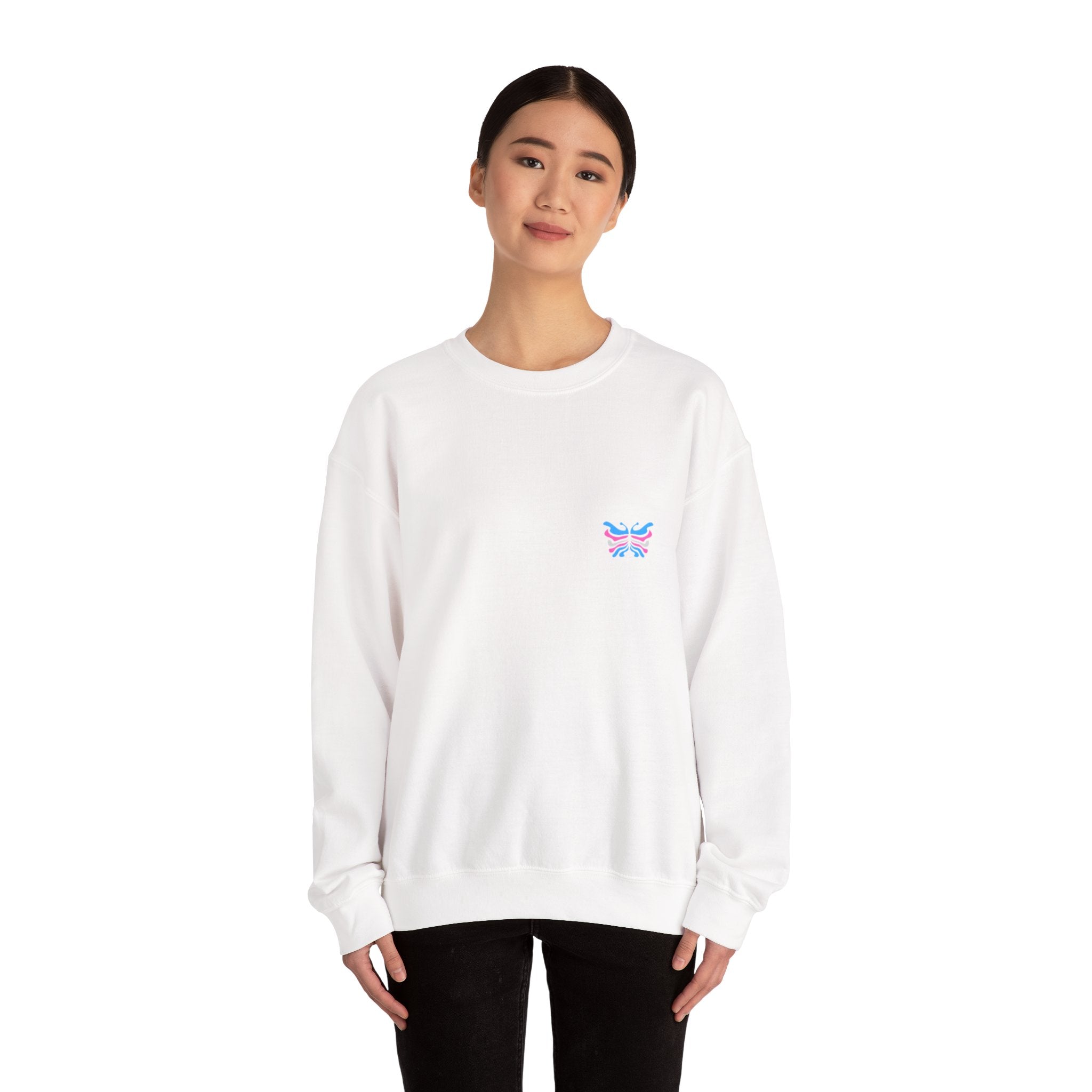Transcend Logo Crewneck Graphic Long Sleeve Comfy Cotton (Unisex) White