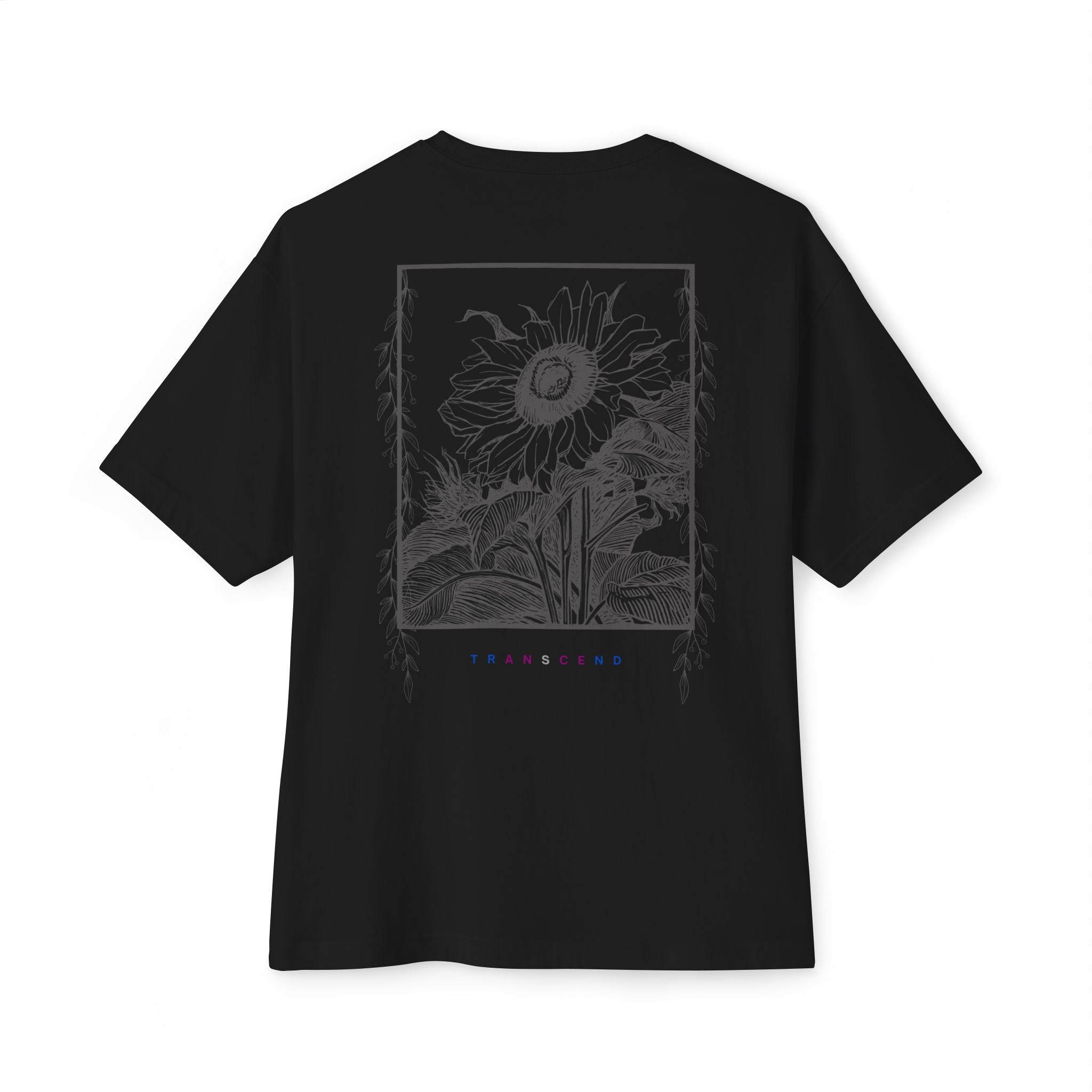 Grayed Sunflower Gothic Graphic Oversized Transcend T-Shirt (Unisex) Black