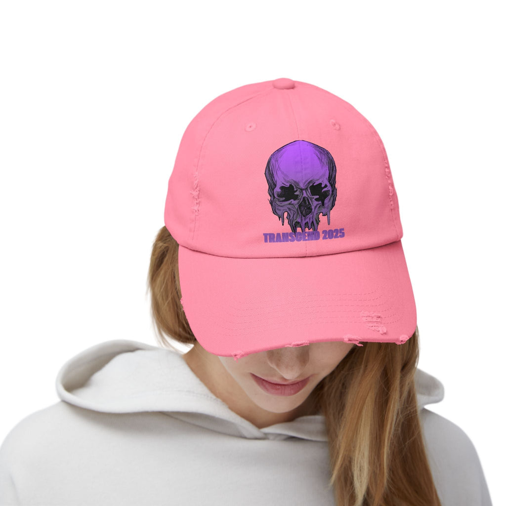 Nightmare Collection Distressed Transcend Baseball Cap (Unisex) True Pink
